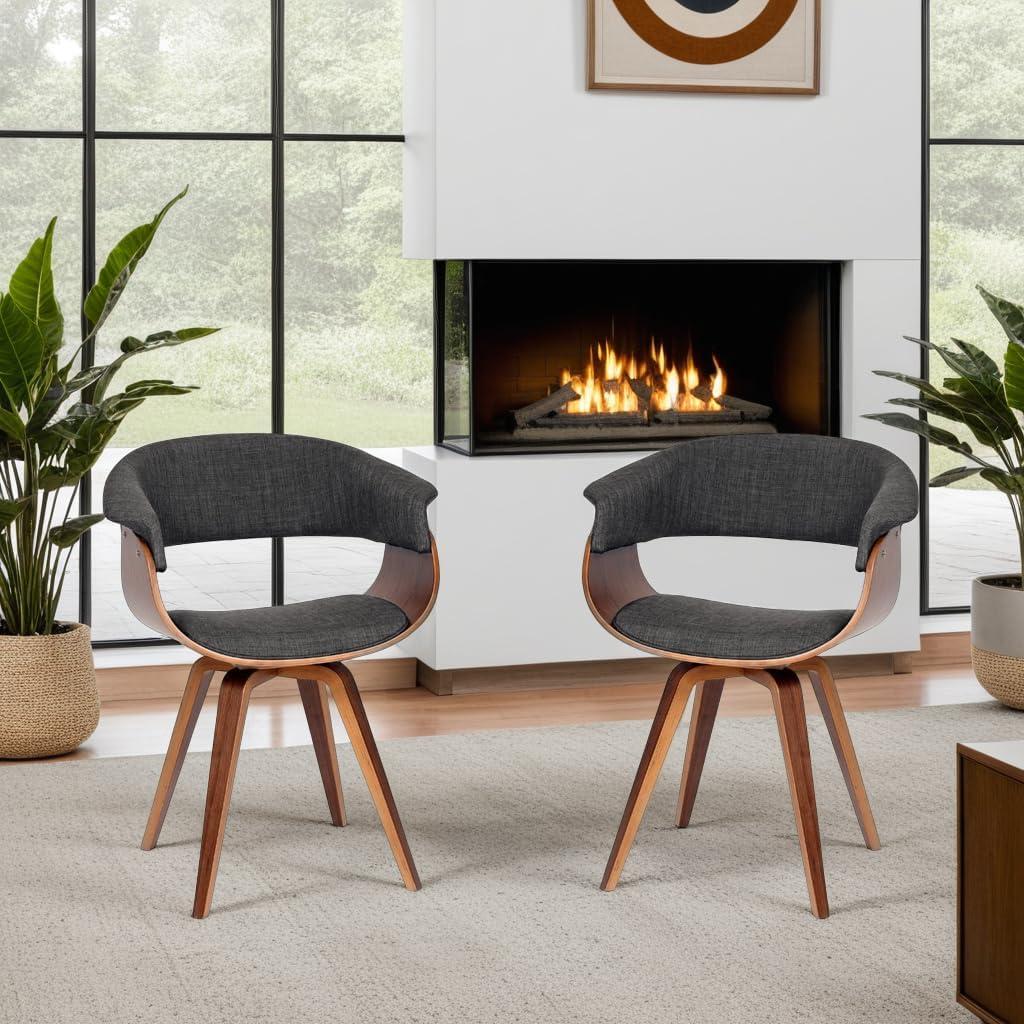 Silla de Comedor Armen Living Summer en Tela Carbón y Nogal