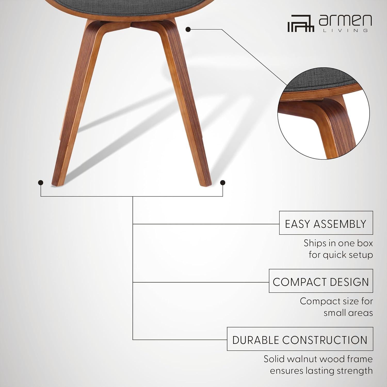 Silla de Comedor Armen Living Summer en Tela Carbón y Nogal