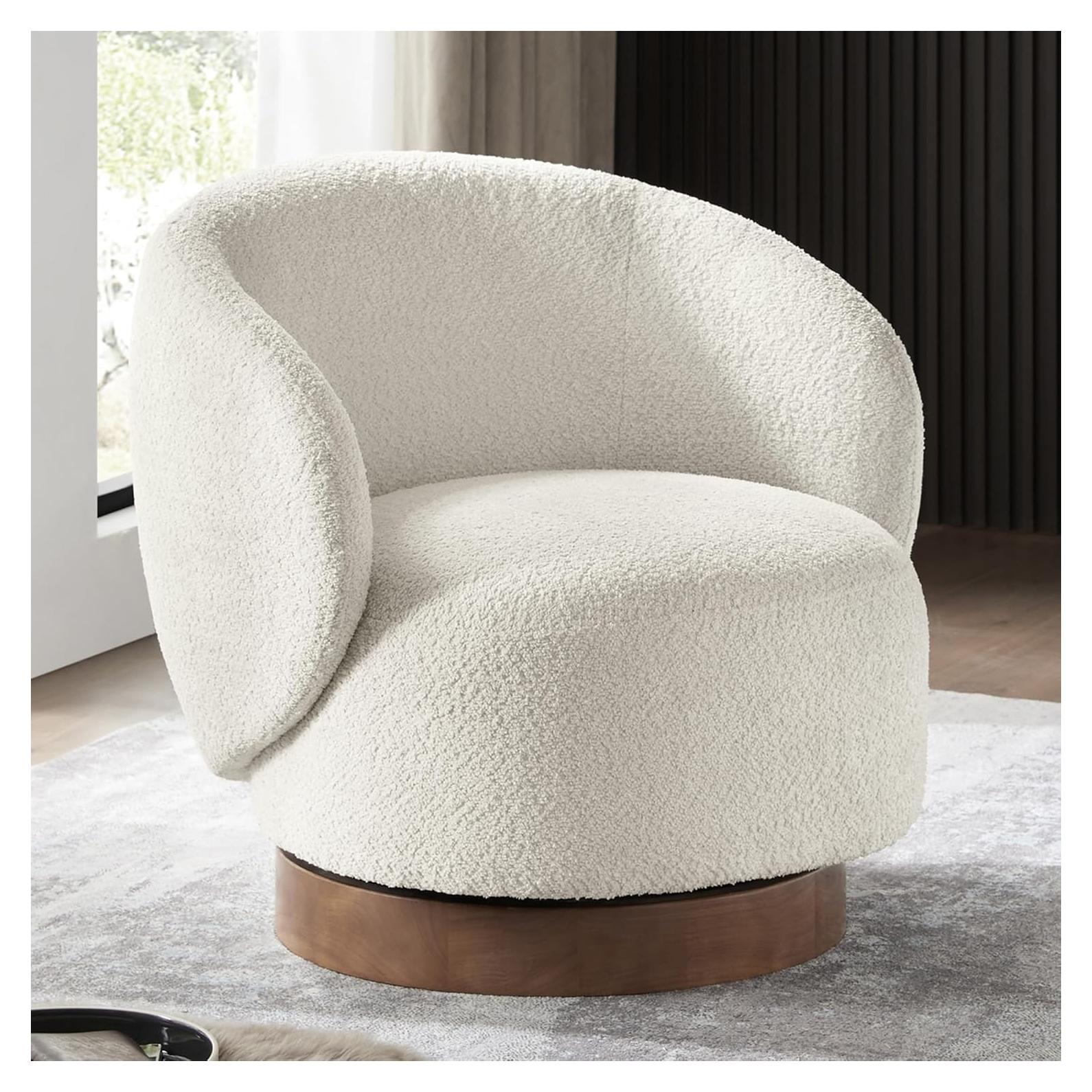 Silla Giratoria de Acento KISLOT Redonda Tapizada Crema 136kg