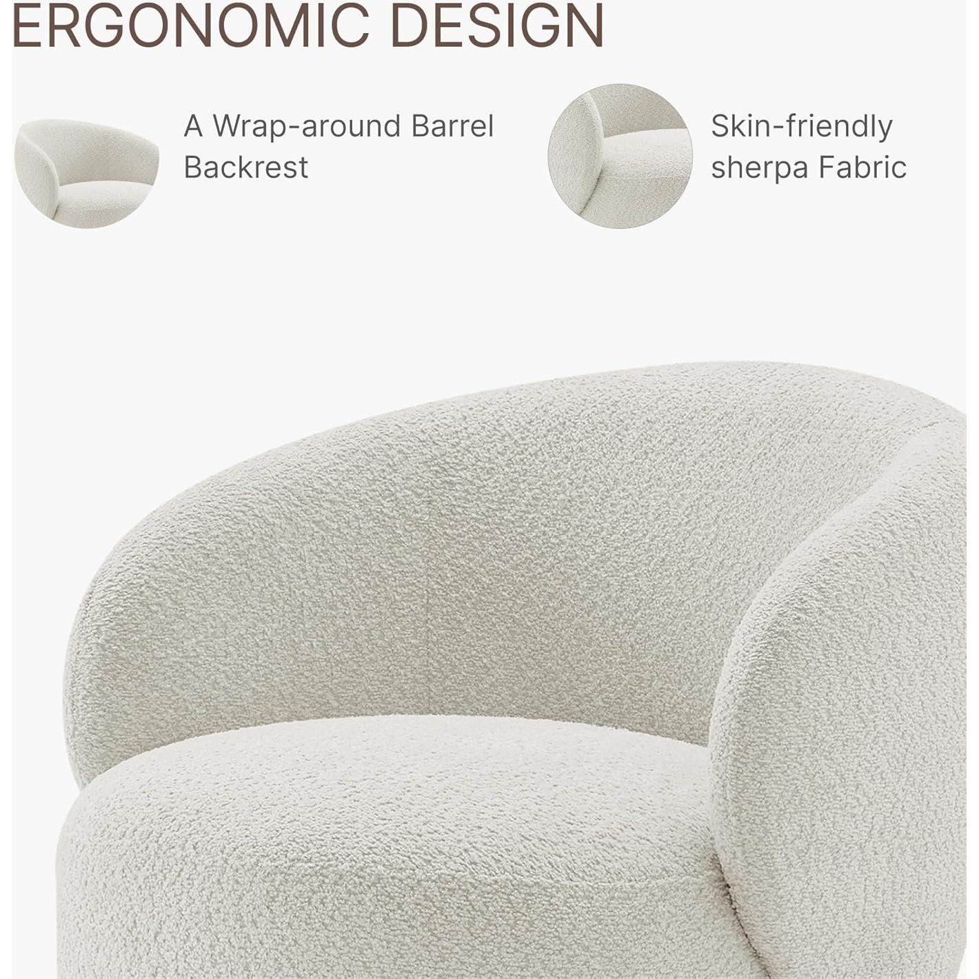 Silla Giratoria de Acento KISLOT Redonda Tapizada Crema 136kg