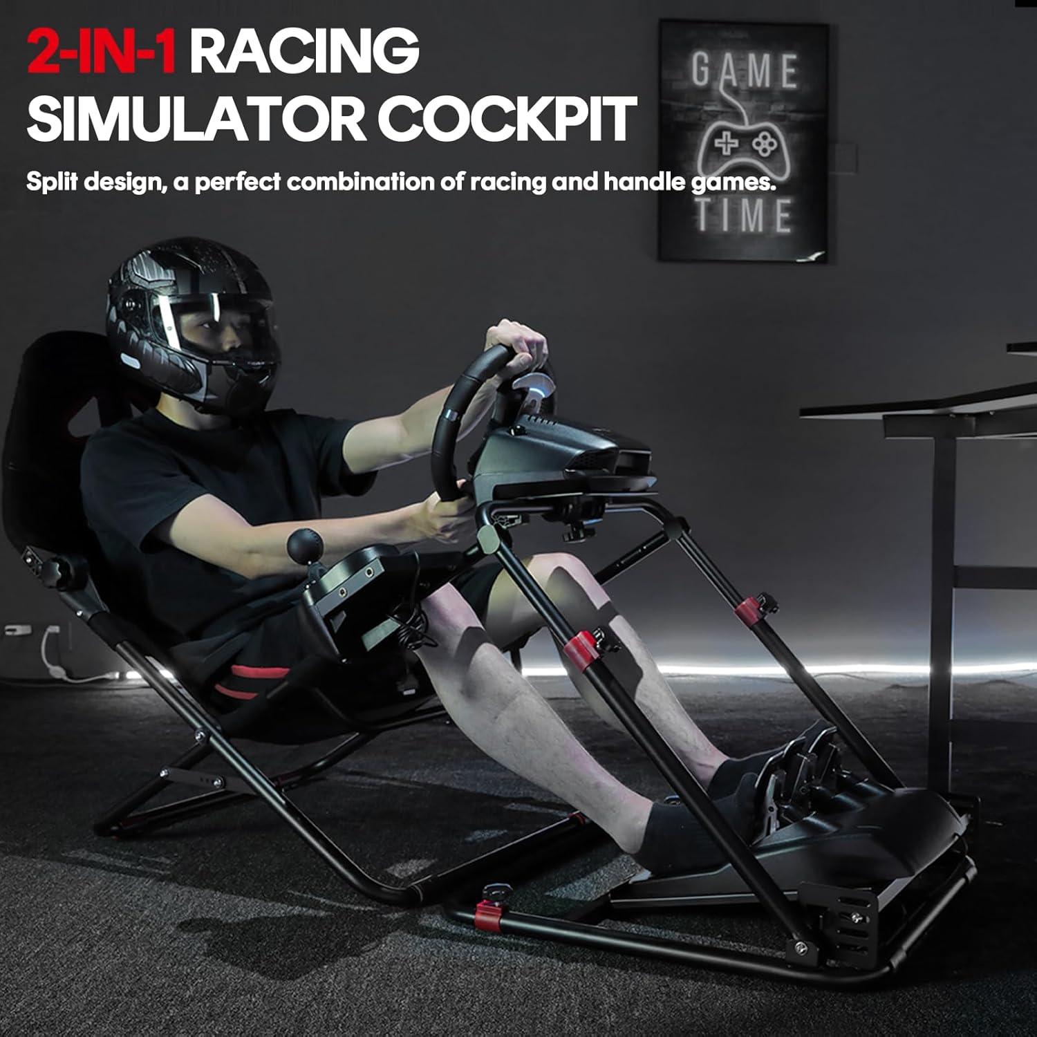 Cockpit Simulador de Carreras RACGTING Ajustable 2-en-1 Negro