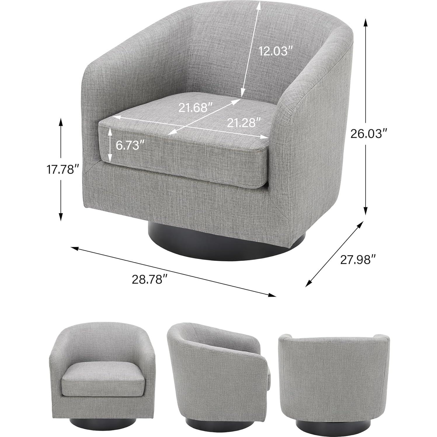 Silla de Acento Giratoria DREAMSIDEA Gris Claro 1 Asiento