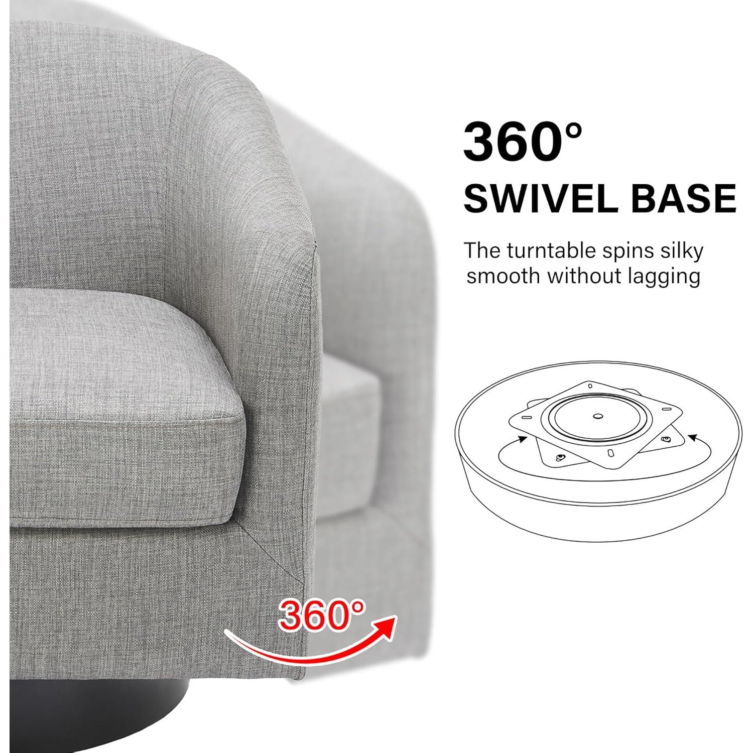 Silla de Acento Giratoria DREAMSIDEA Gris Claro 1 Asiento