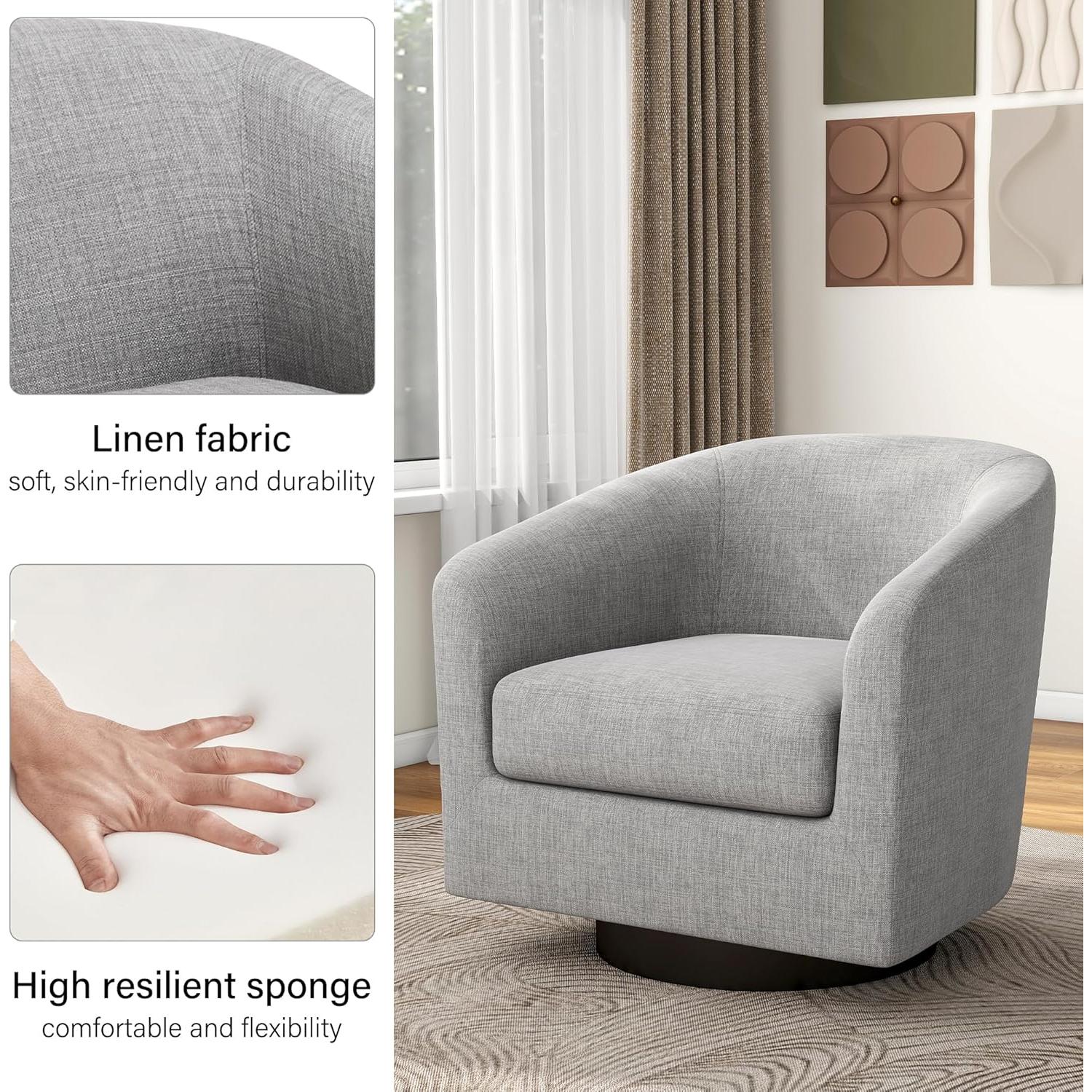 Silla de Acento Giratoria DREAMSIDEA Gris Claro 1 Asiento