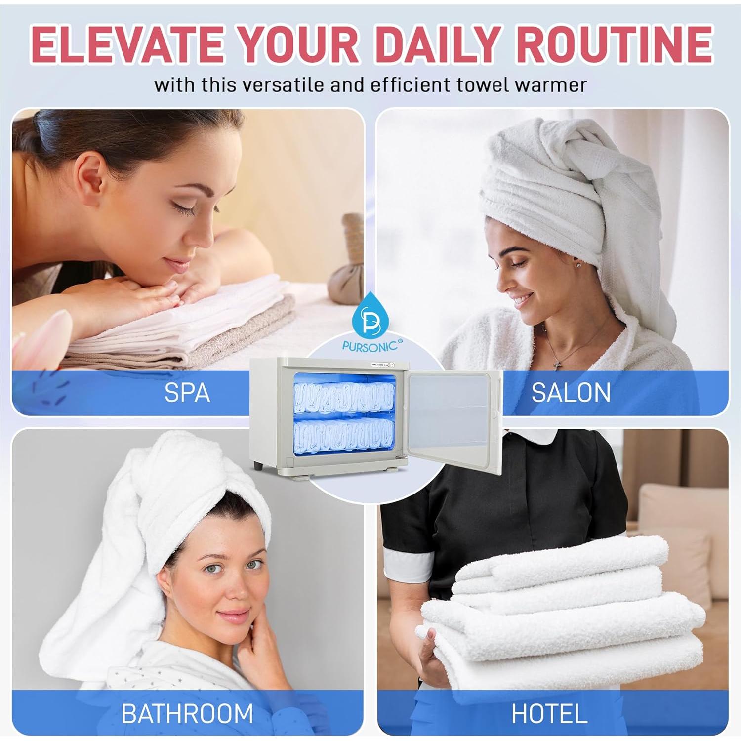 Calentador de Toallas Pursonic 8L con Esterilizador UV Blanco