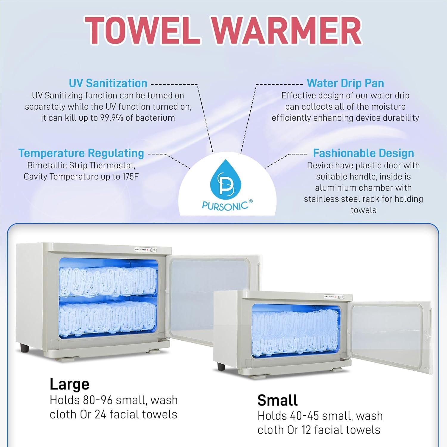 Calentador de Toallas Pursonic 8L con Esterilizador UV Blanco