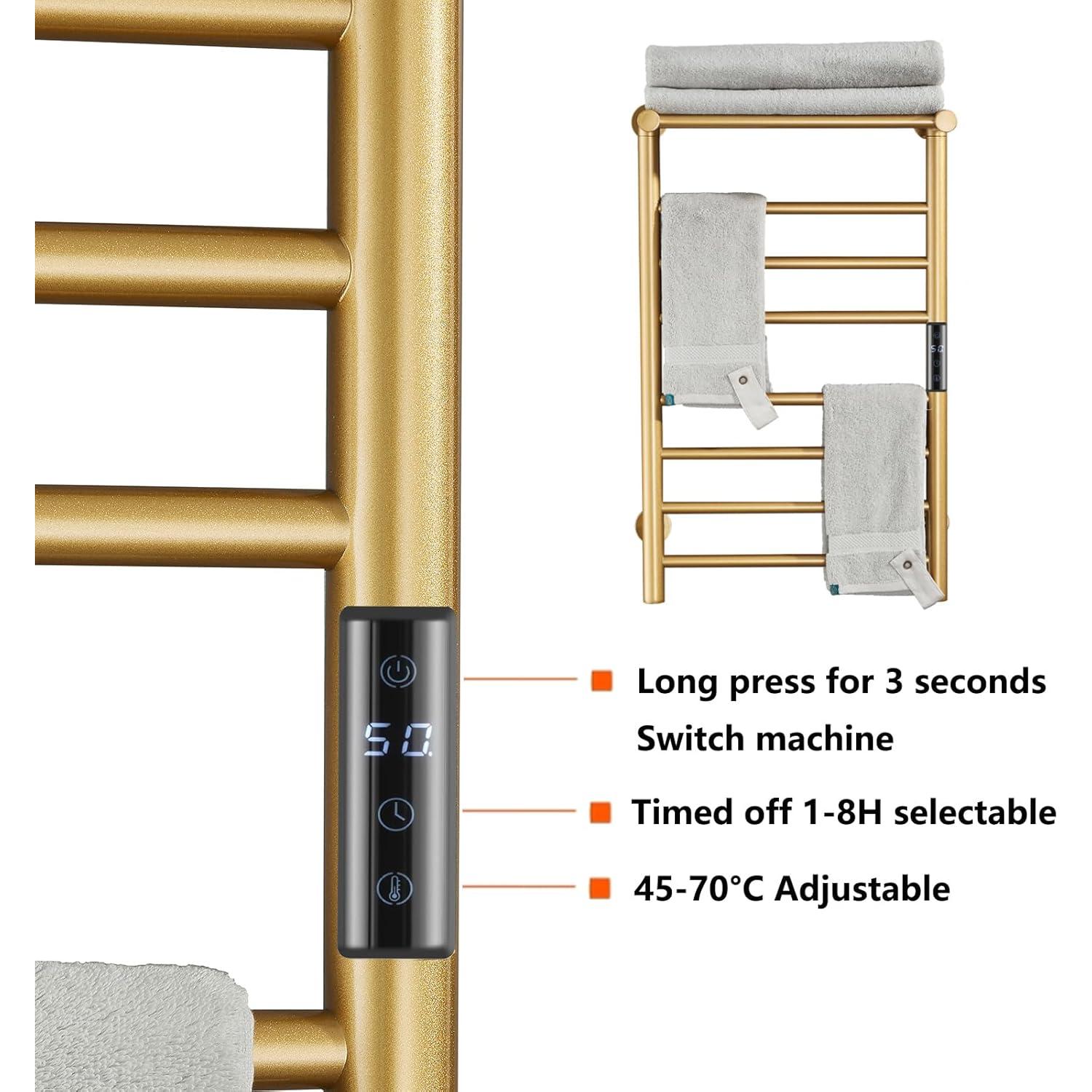 Calentador de Toallas Eléctrico Dorado XMGJ 70W 7 Barras