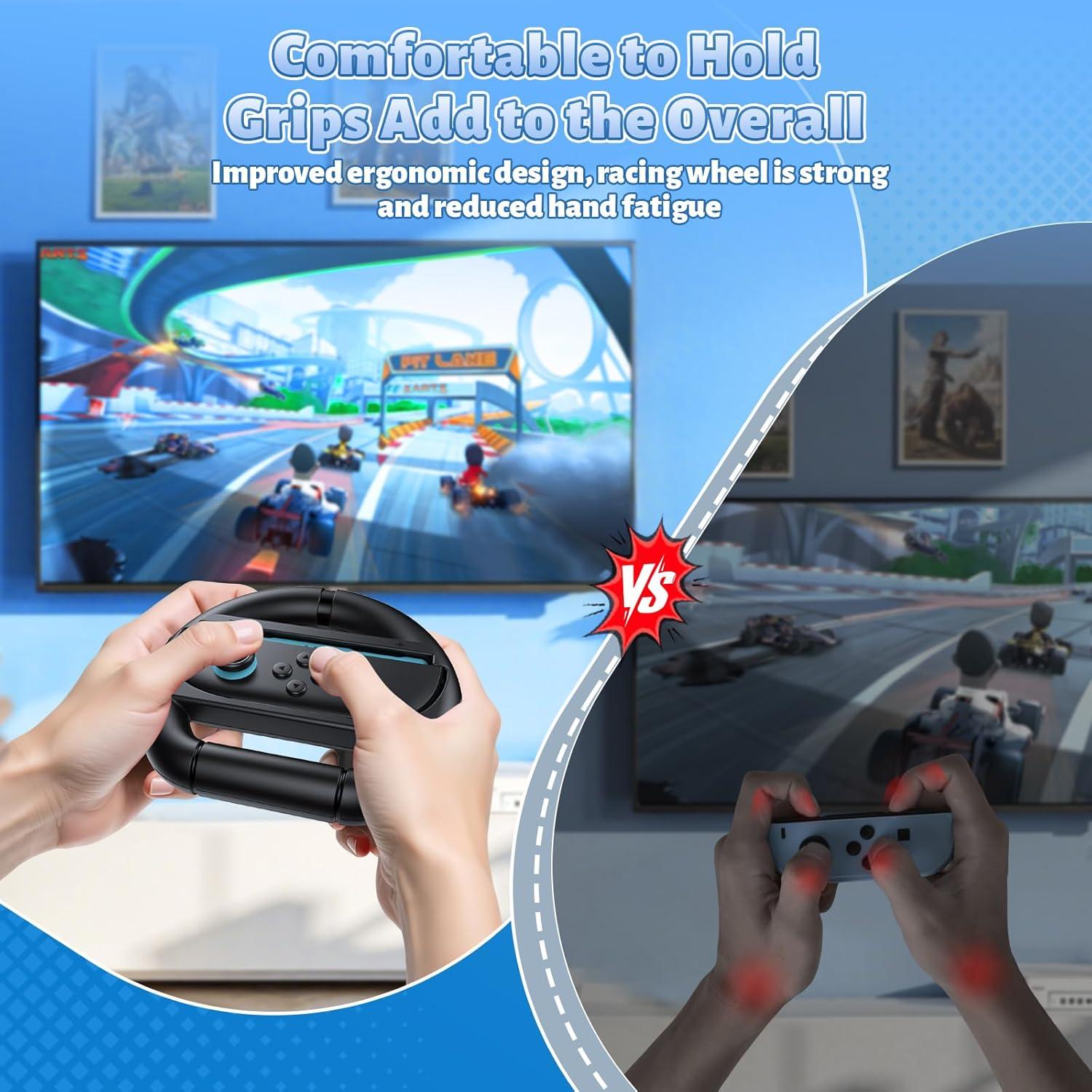 Volantes para Nintendo Switch 2 y 1 FASTSNAIL - 2 Pack Negro