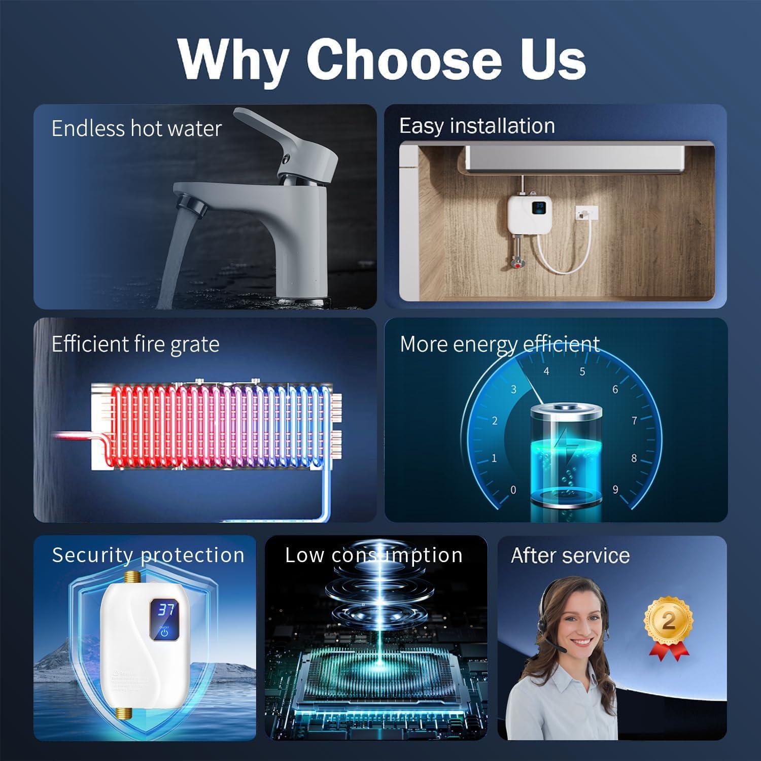 Calentador de Agua Eléctrico Instantáneo xwdzswgs 3000W 110V