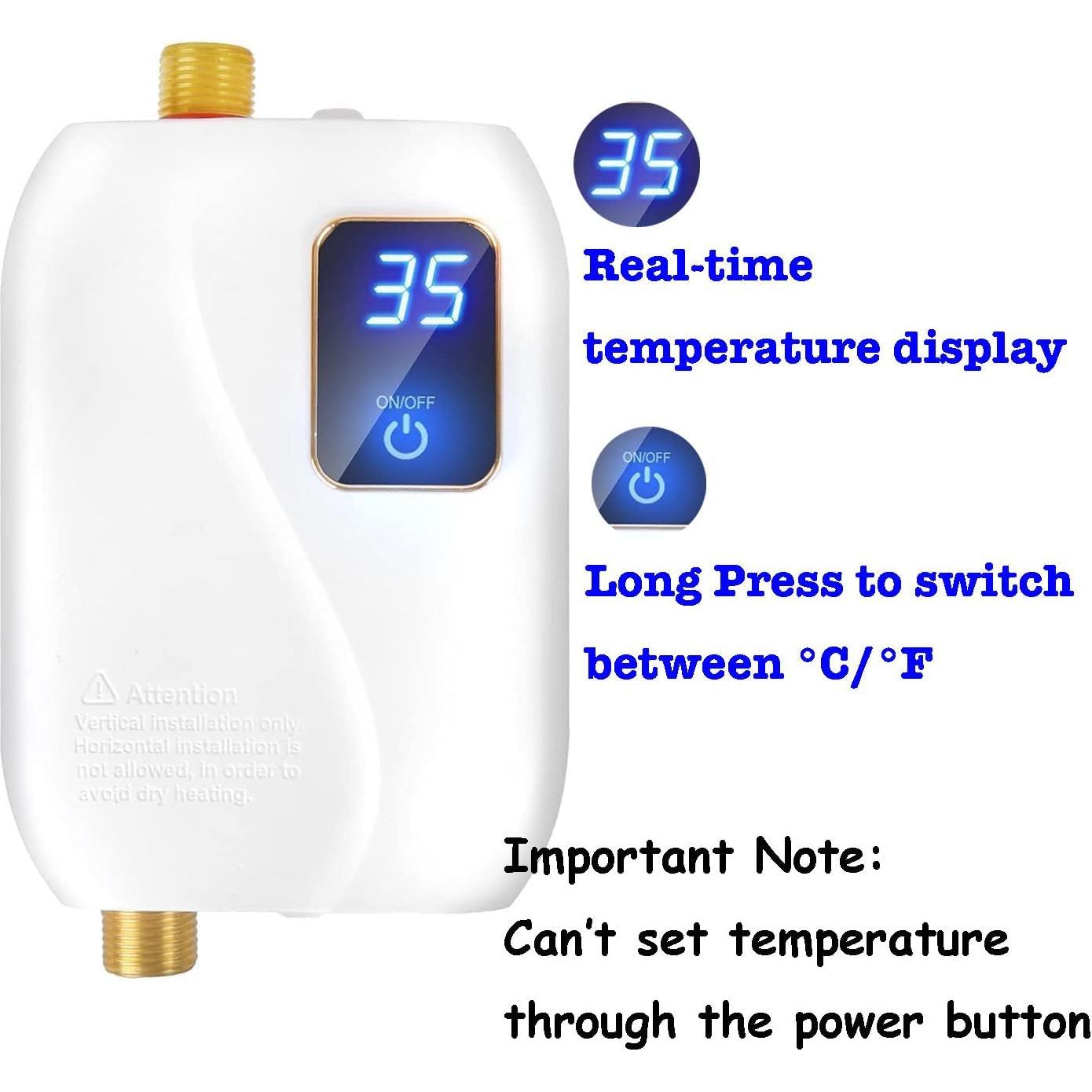 Calentador de Agua Eléctrico Instantáneo Genérico 3000W Blanco