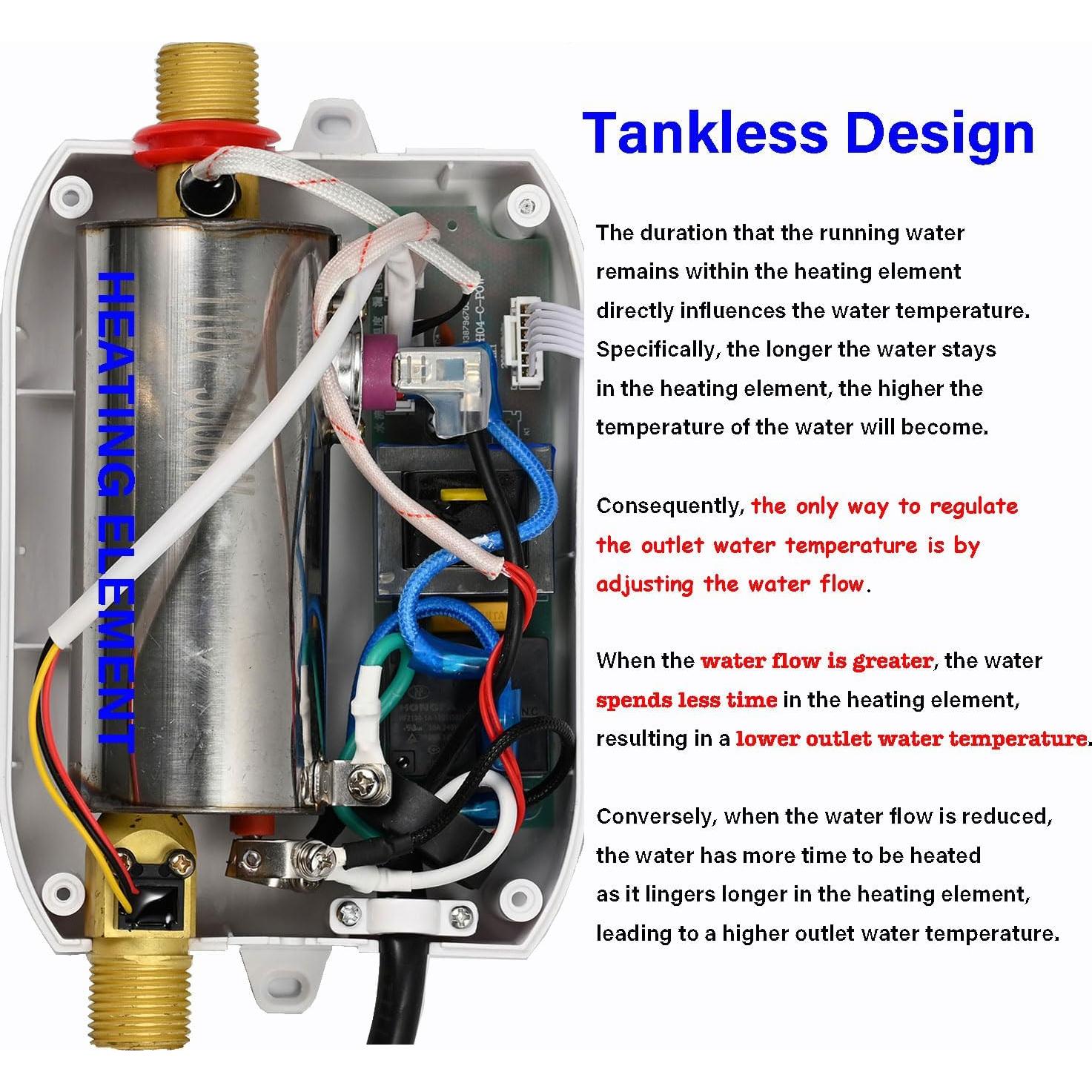 Calentador de Agua Eléctrico Instantáneo Genérico 3000W Blanco