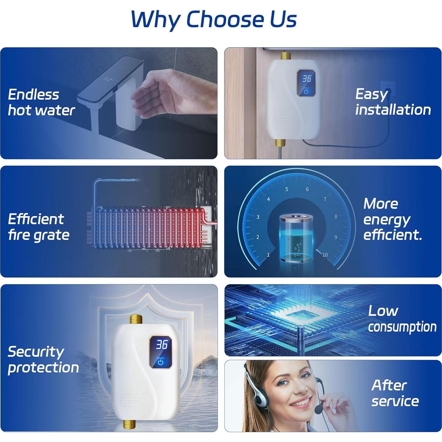 Calentador de Agua Eléctrico Instantáneo XWDZSWGS 3000W 110V