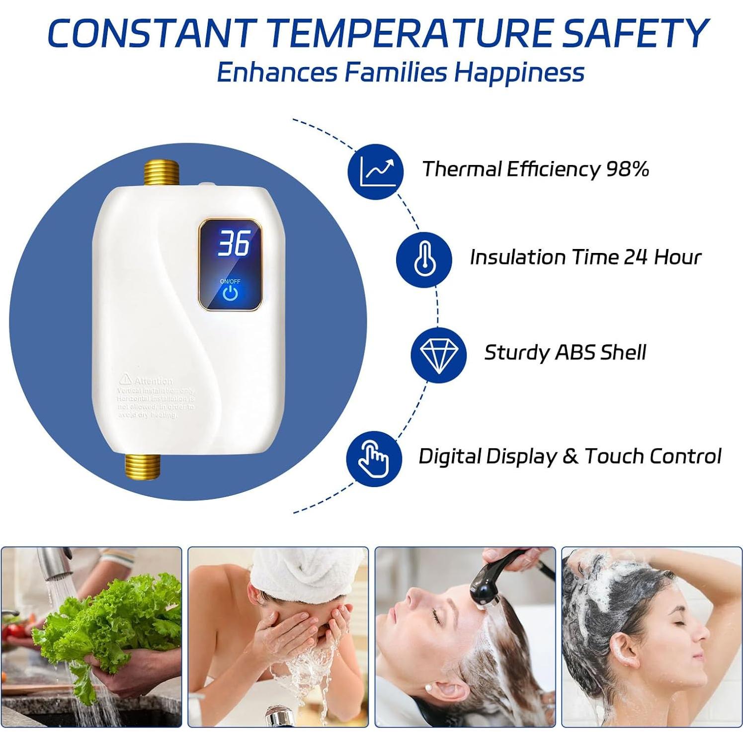 Calentador de Agua Eléctrico Instantáneo XWDZSWGS 3000W 110V