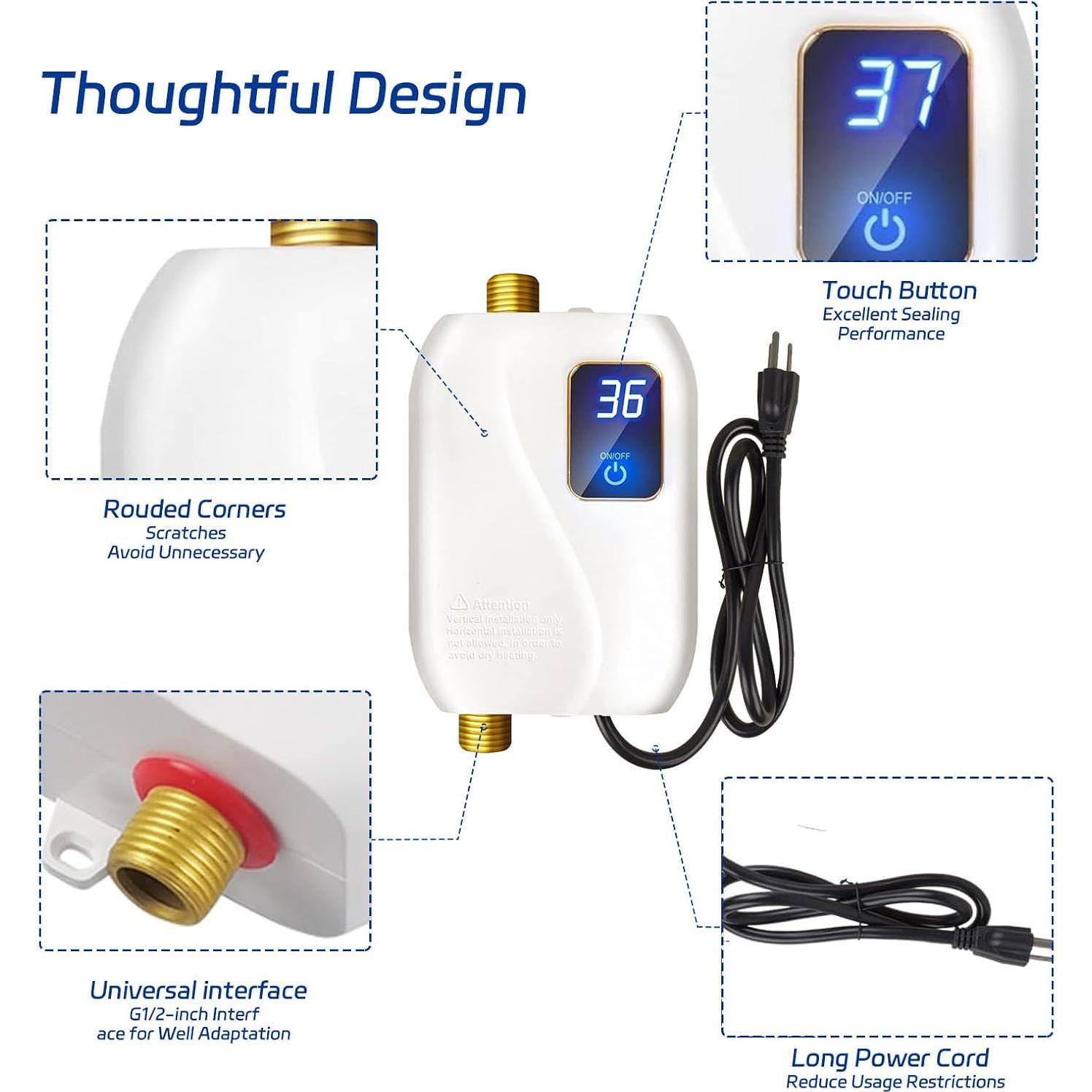 Calentador de Agua Eléctrico Instantáneo XWDZSWGS 3000W 110V