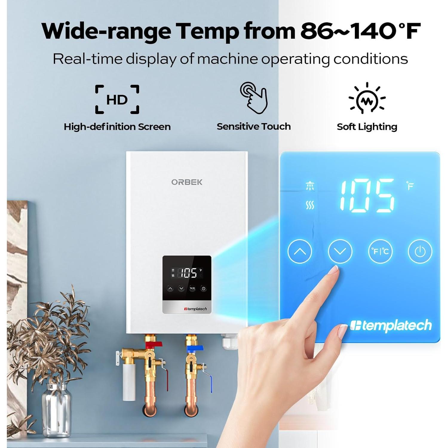 Calentador de Agua Eléctrico Sin Tanque Orbek 14kW 240V