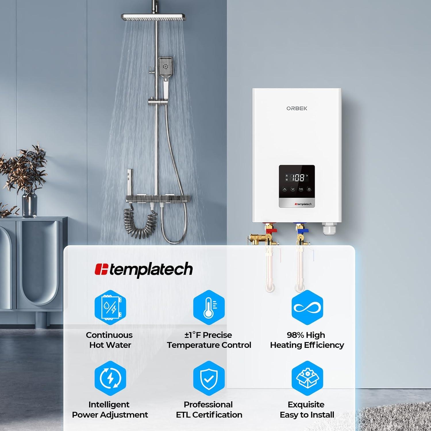 Calentador de Agua Eléctrico Sin Tanque Orbek 14kW 240V