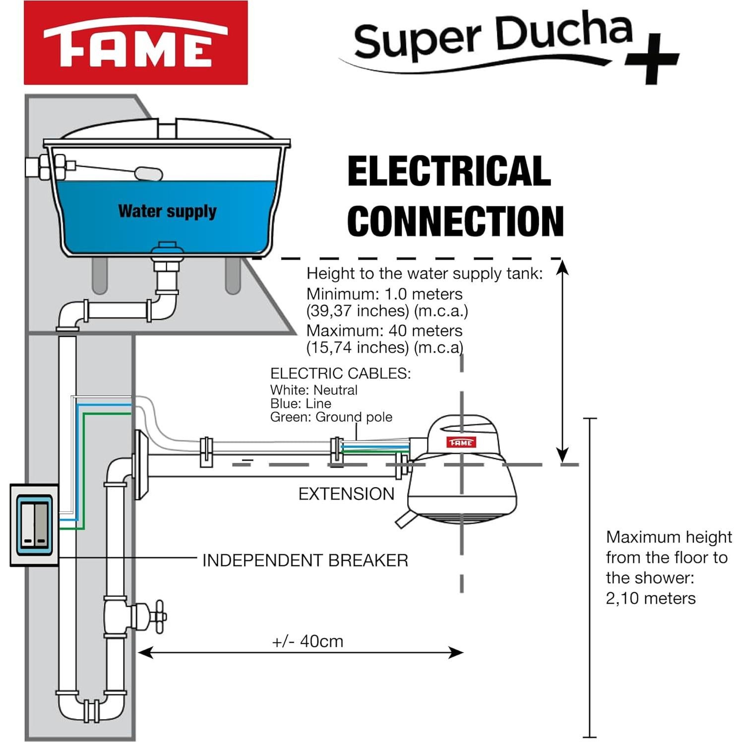 Ducha eléctrica FAME SUPERDUCHA 4400W 4 temperaturas 110V