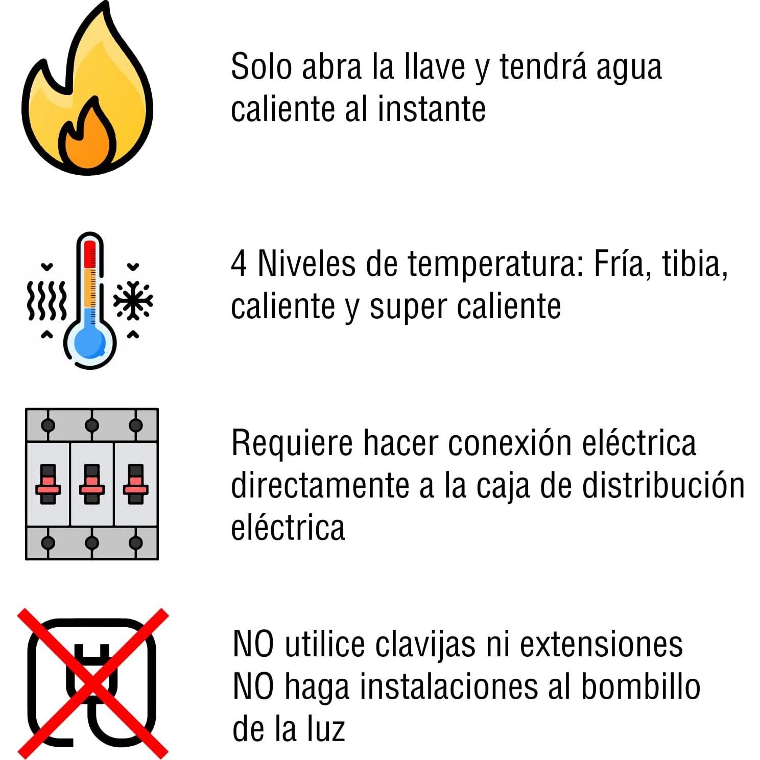 Ducha eléctrica FAME SUPERDUCHA 4400W 4 temperaturas 110V