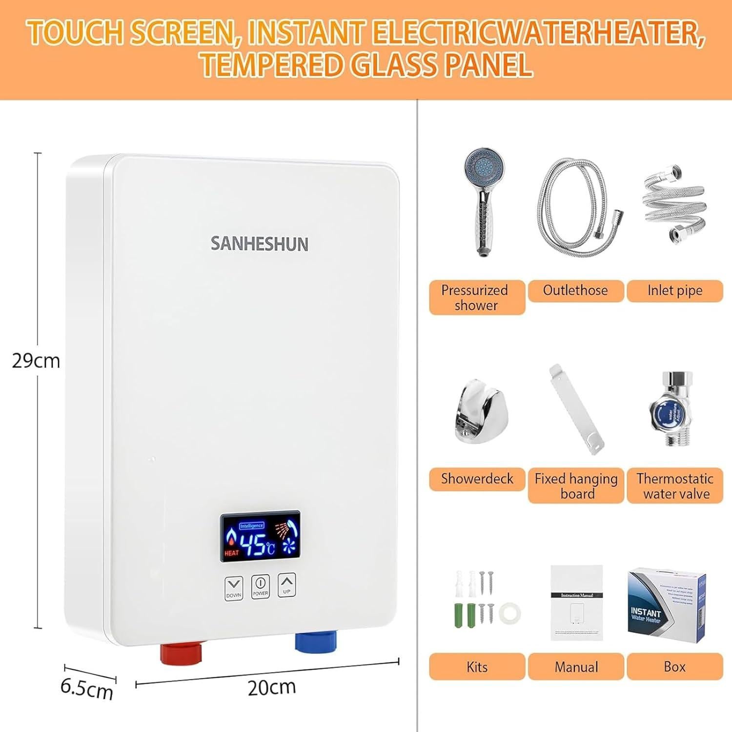 Calentador de Agua Eléctrico Instantáneo Sanheshun 6000W 220V