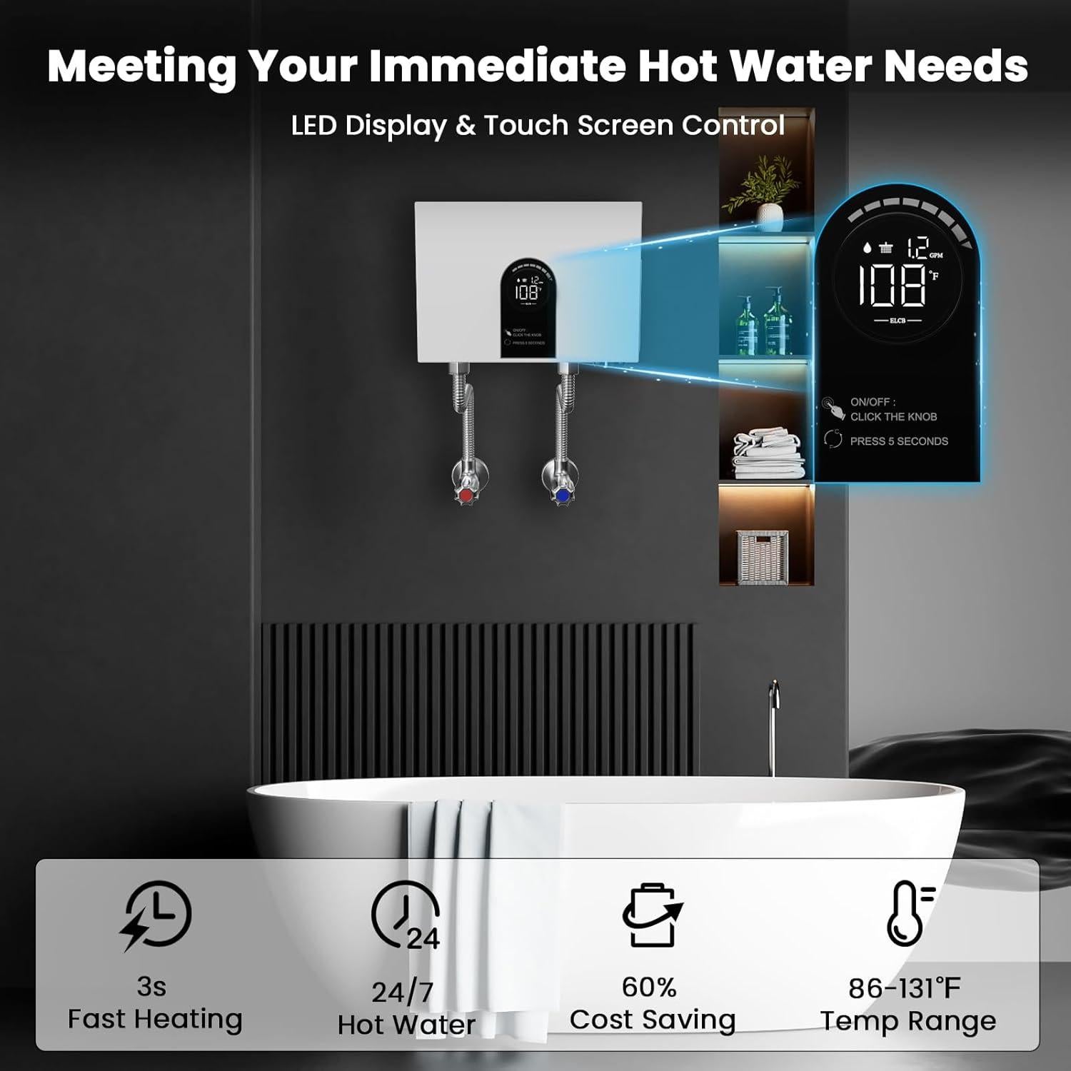 Calentador de Agua Eléctrico Sin Tanque Kweetle 13kW 240V