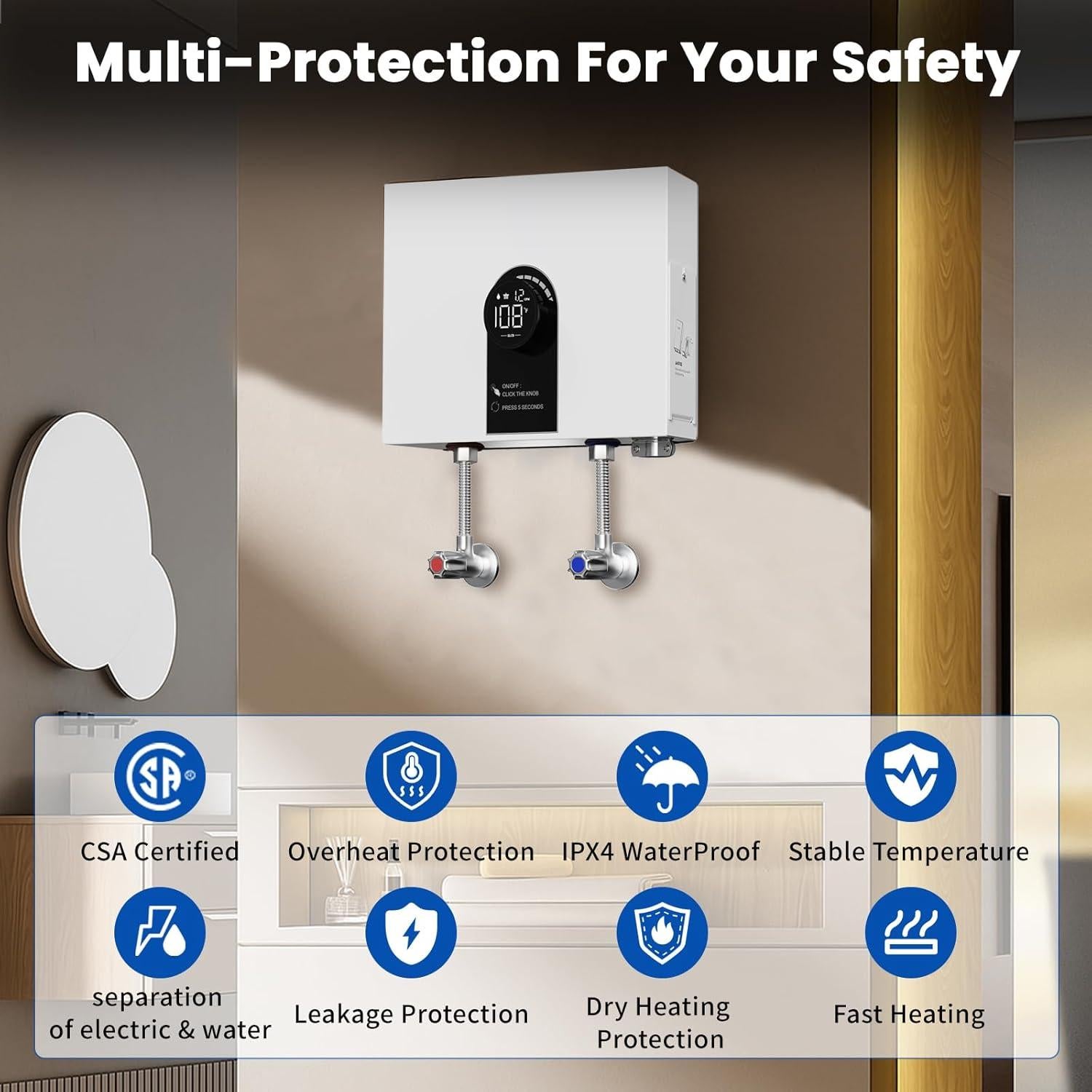 Calentador de Agua Eléctrico Sin Tanque Kweetle 13kW 240V