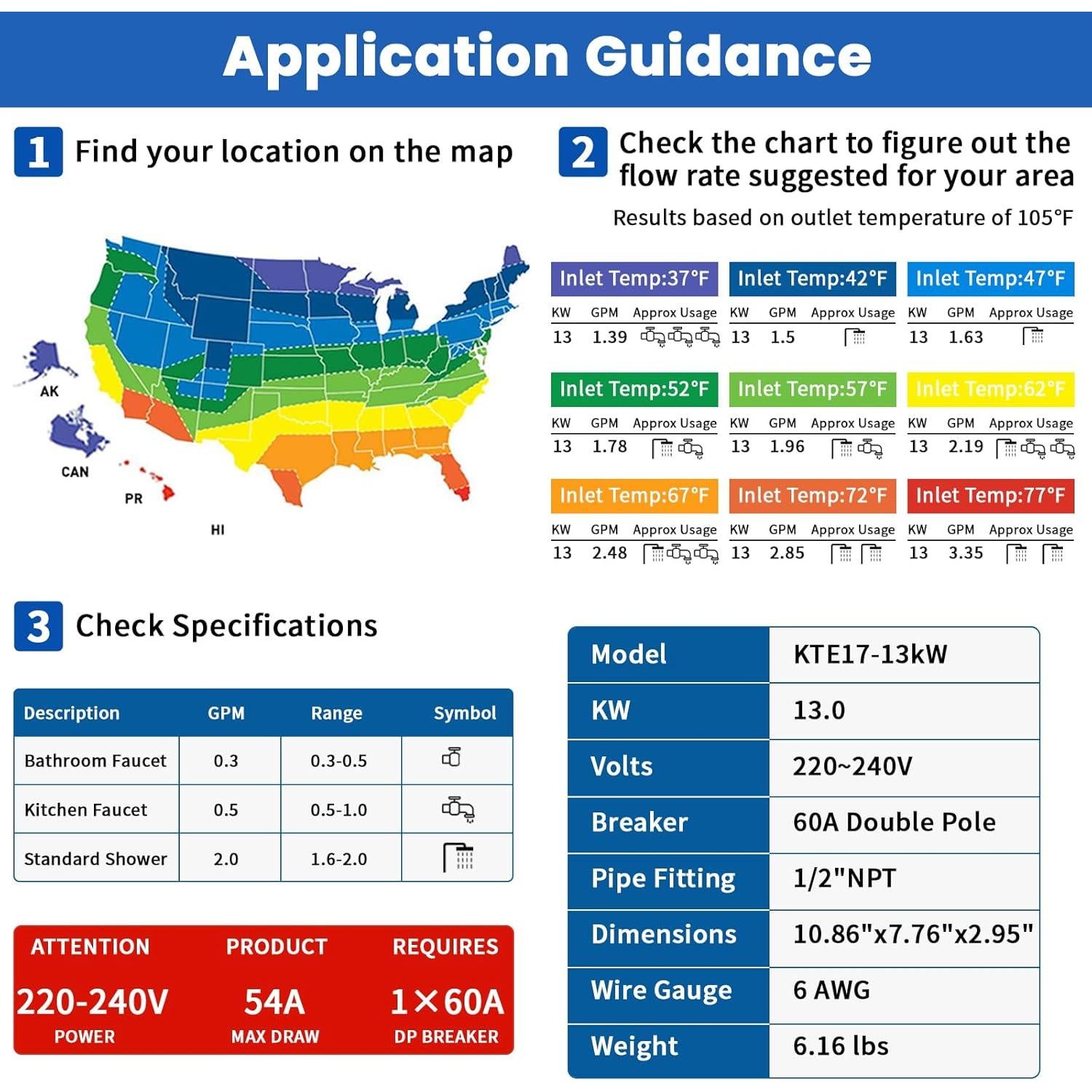 Calentador de Agua Eléctrico Sin Tanque Kweetle 13kW 240V