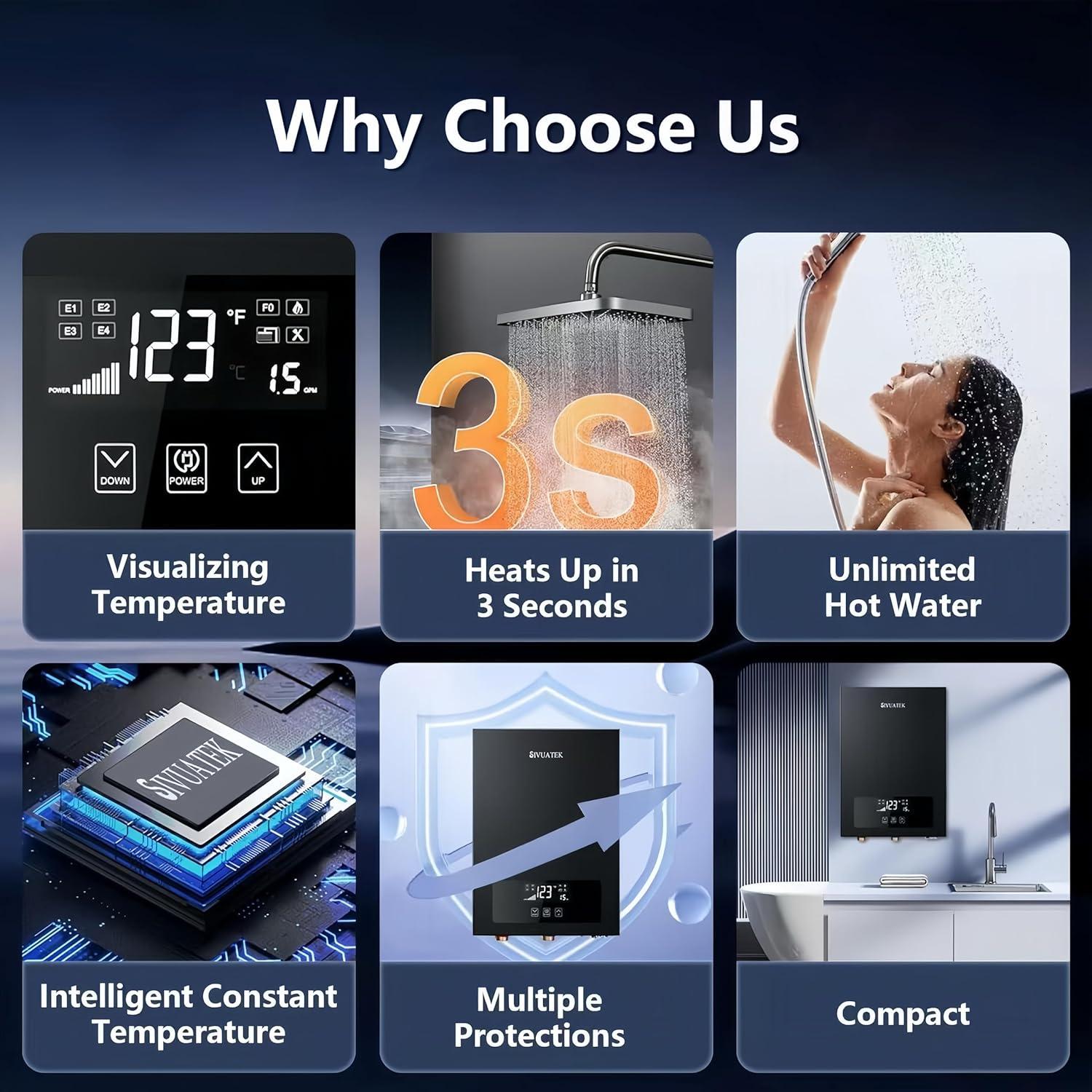 Calentador de Agua Eléctrico Sin Tanque SIVUATEK 14kW 240V