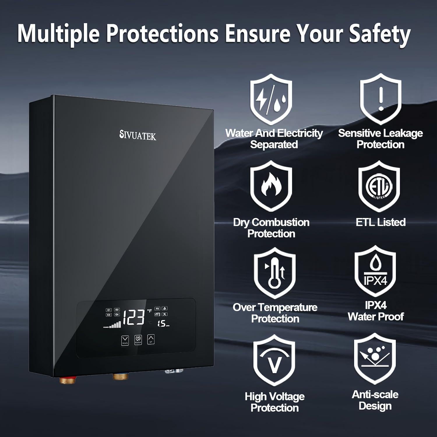 Calentador de Agua Eléctrico Sin Tanque SIVUATEK 14kW 240V