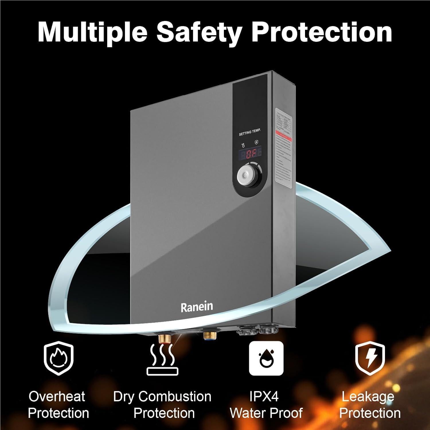 Calentador de Agua Eléctrico Sin Tanque Ranein RE8K 8 kW 240V