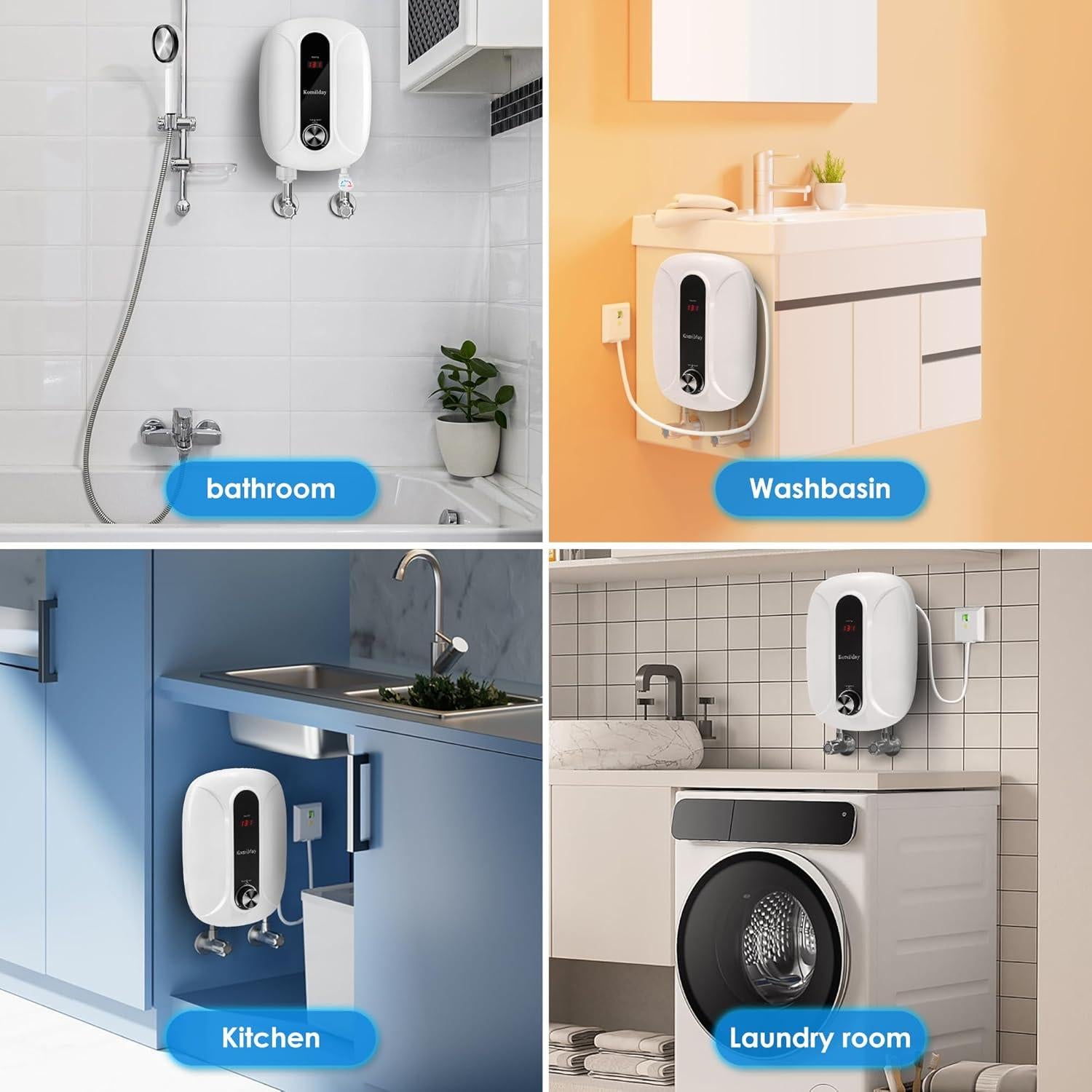 Calentador de Agua Eléctrico Sin Tanque Komilday 6500W 240V