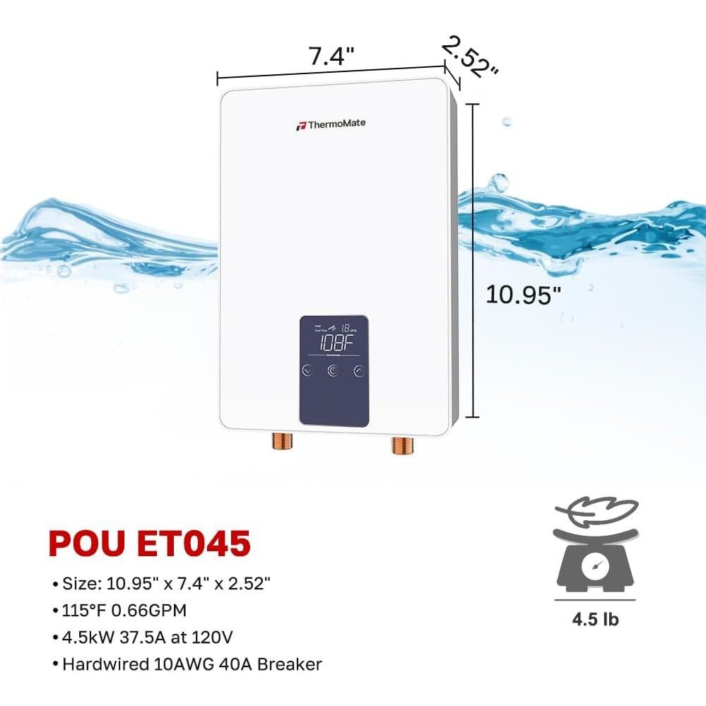 Calentador de Agua Eléctrico ThermoMate 4.5kW 120V Compacto