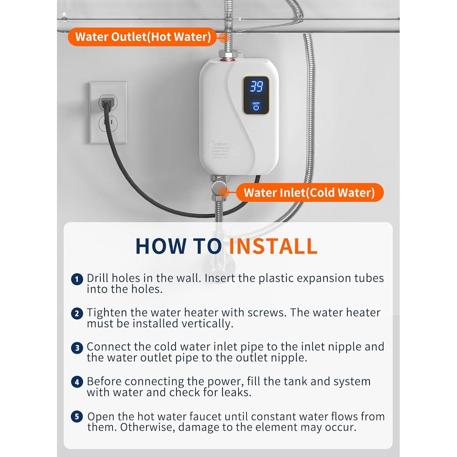 Calentador de Agua Eléctrico Instantáneo Green Point 3000W