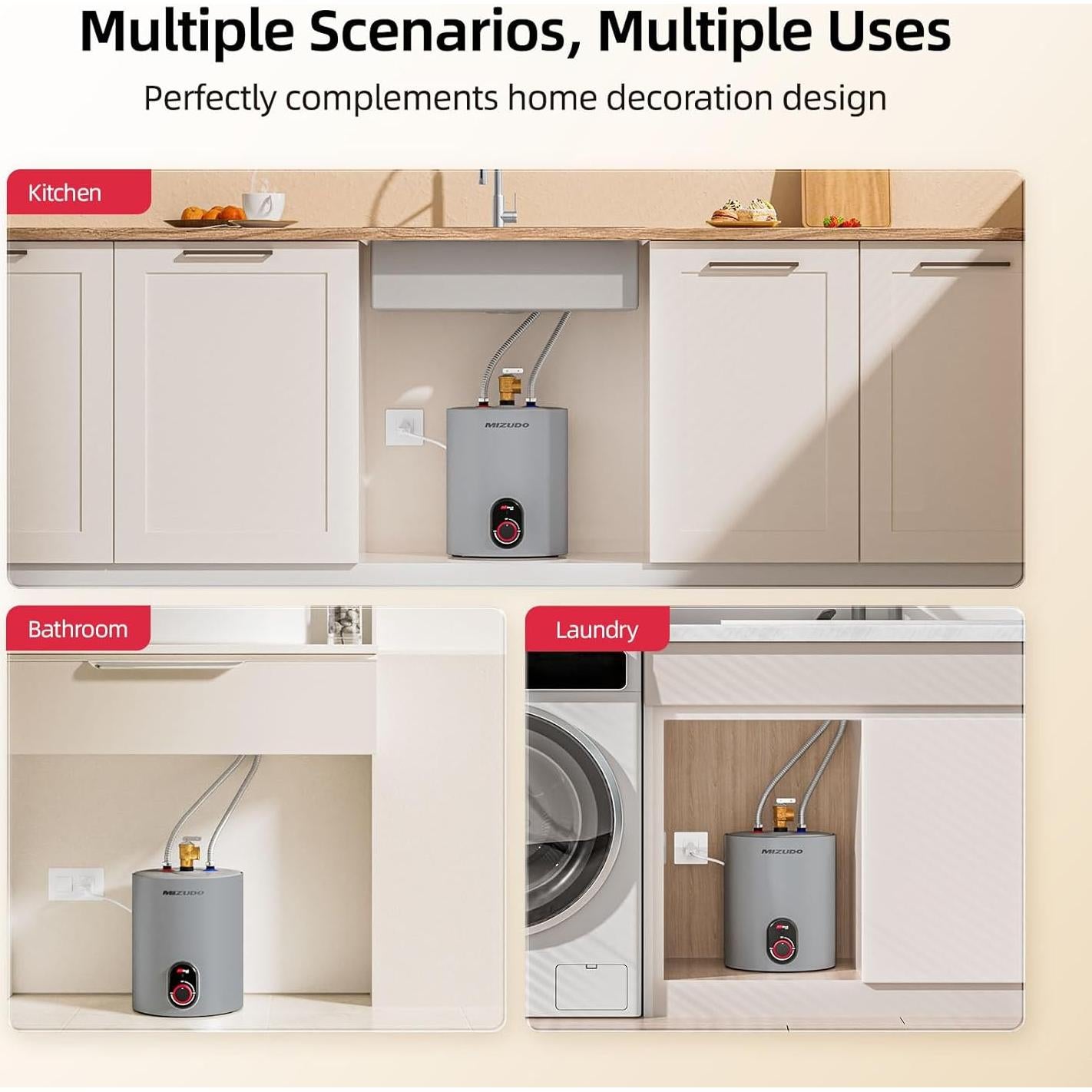 Calentador de Agua Eléctrico MIZUDO 5.68L 120V Compacto