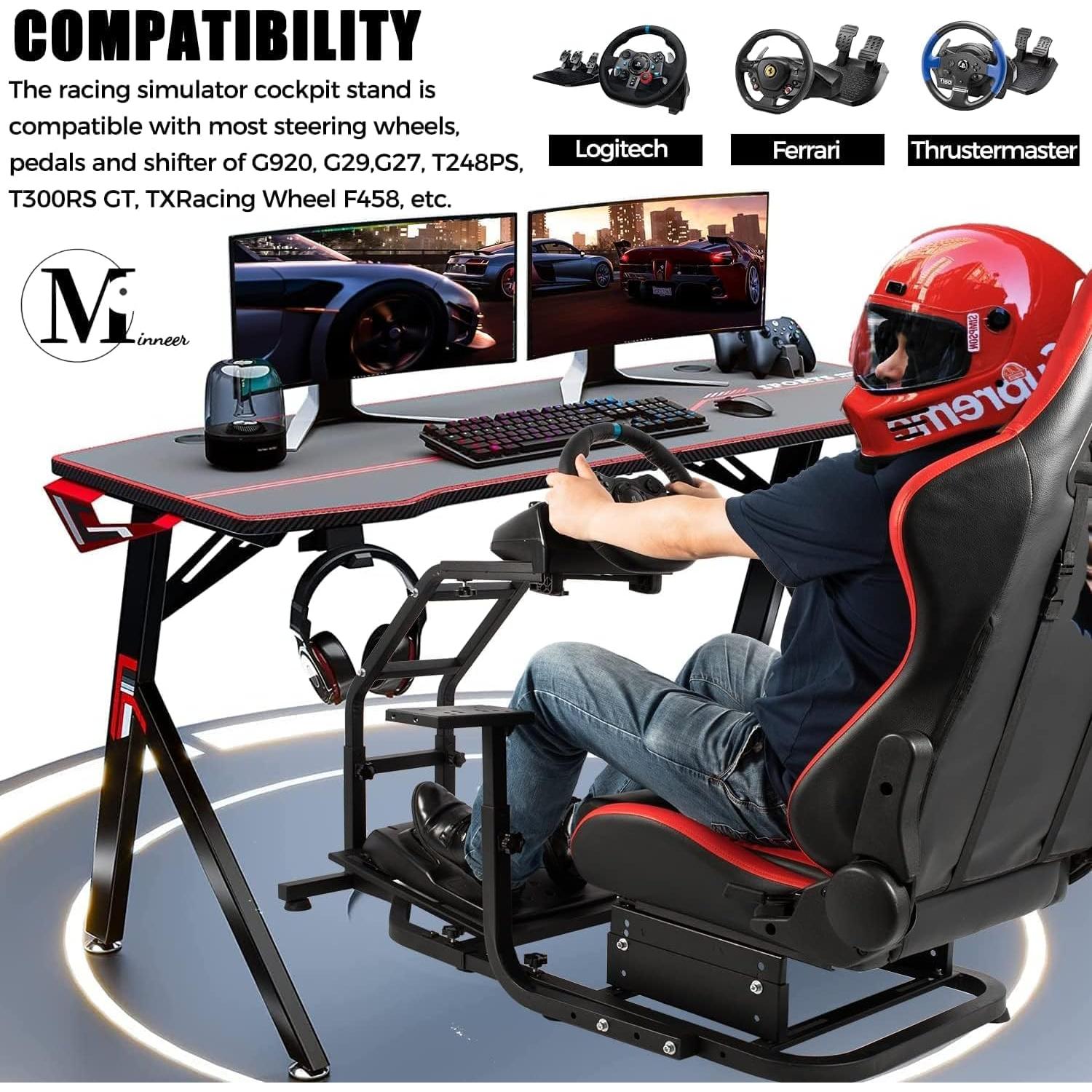 Cockpit Simulador de Conducción Minneer Extensible Rojo