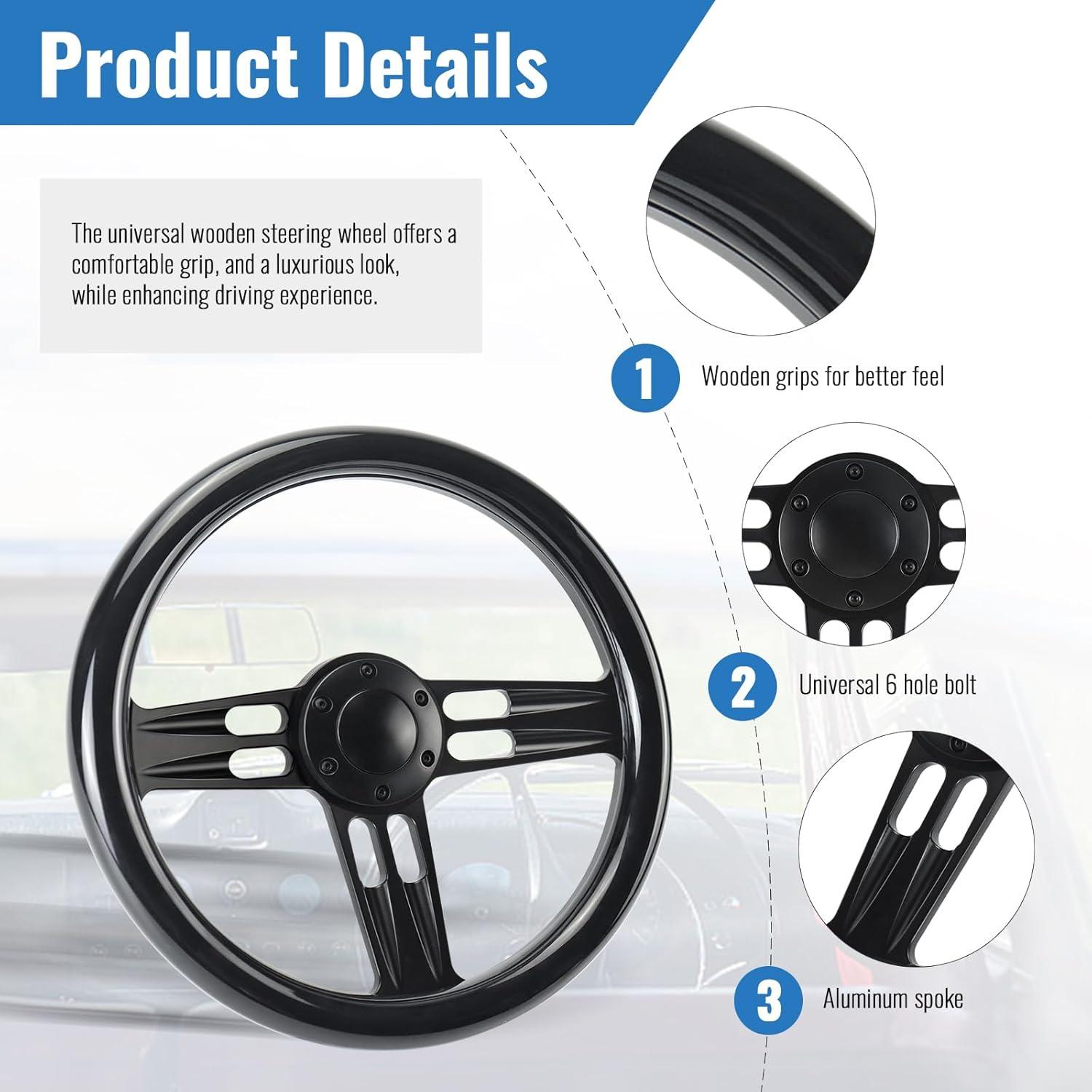 Volante de Carreras YHK 34.5 cm Madera Caoba 6 Agujeros