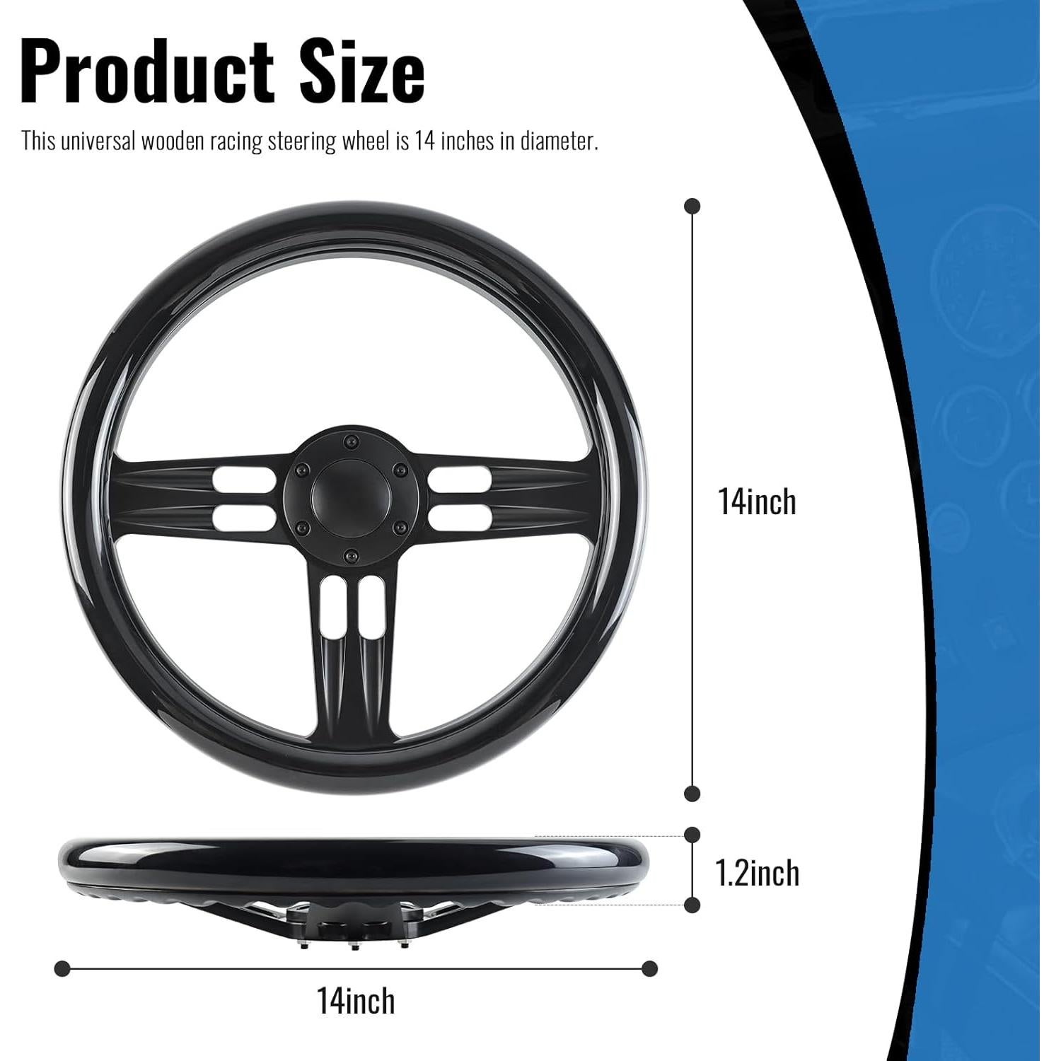 Volante de Carreras YHK 34.5 cm Madera Caoba 6 Agujeros