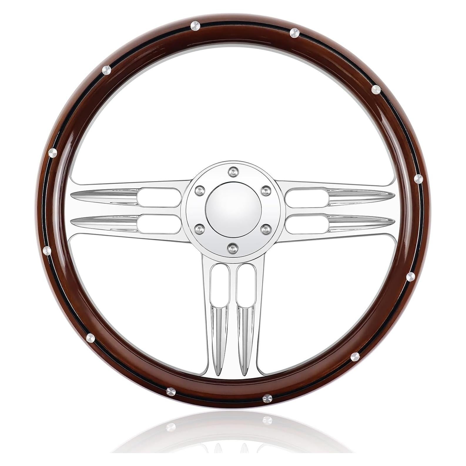 Volante de Madera QYMOPAY 14-15" 3 Rayos 6 Agujeros Rally