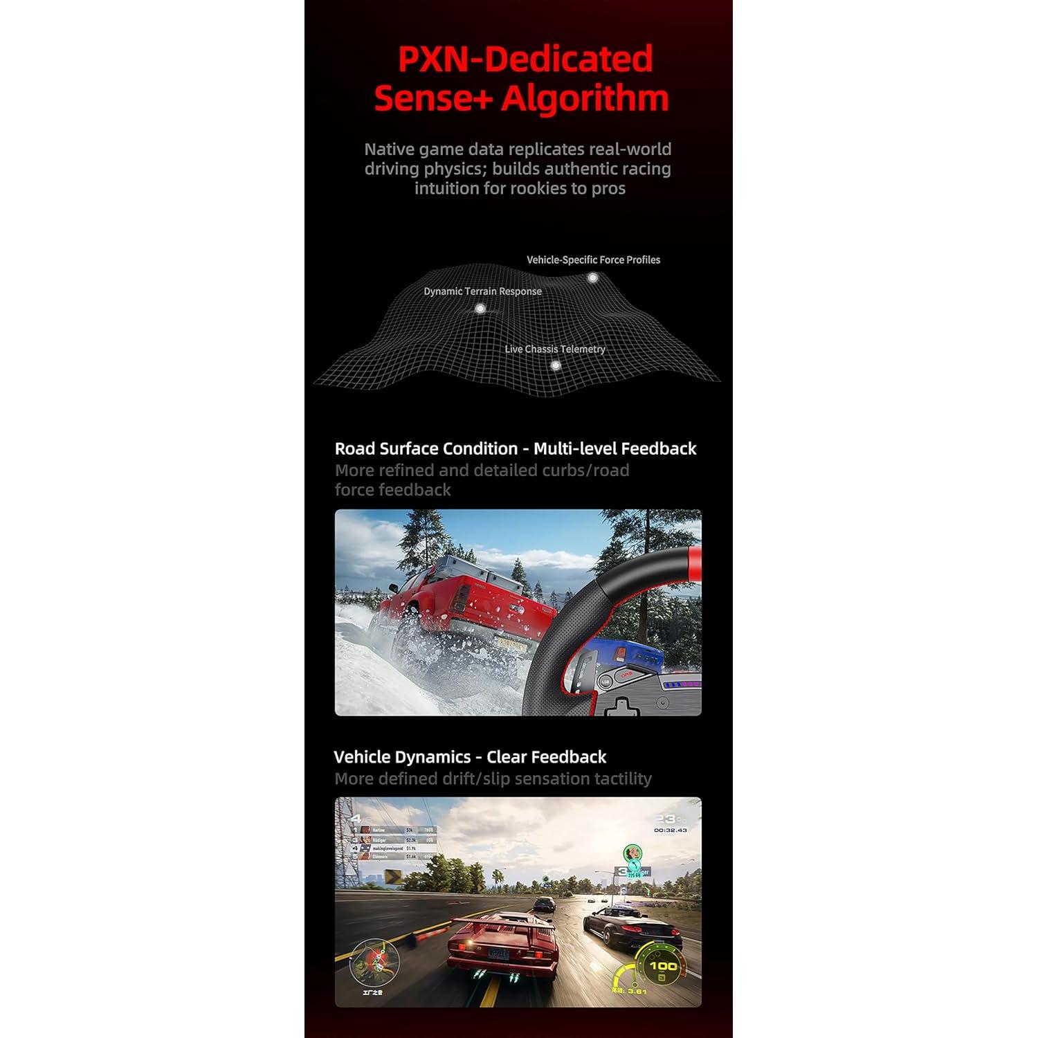 Volante de Simulación de Carreras PXN VD4 11" con Pedales