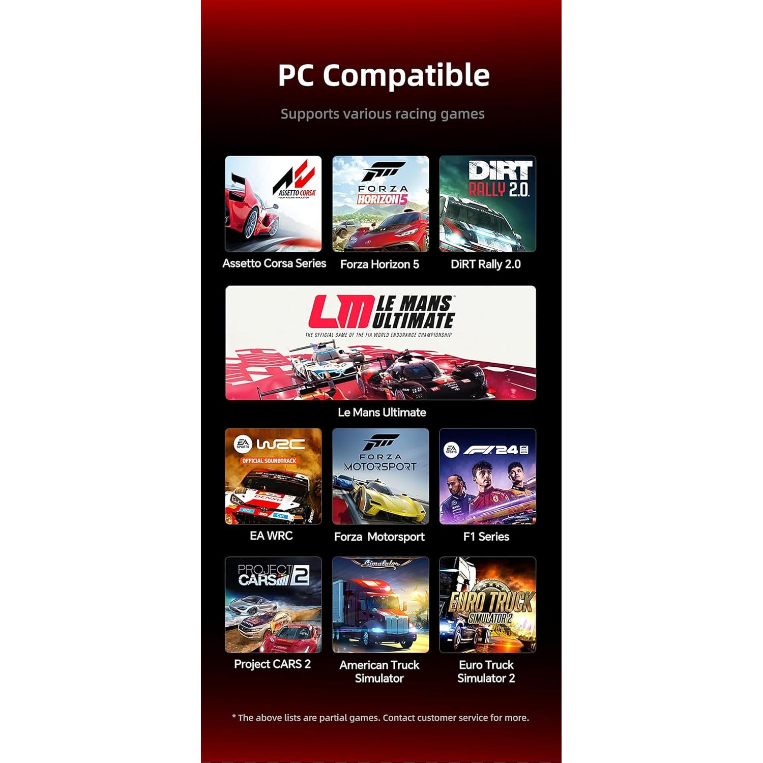 Volante de Simulación de Carreras PXN VD4 11" con Pedales