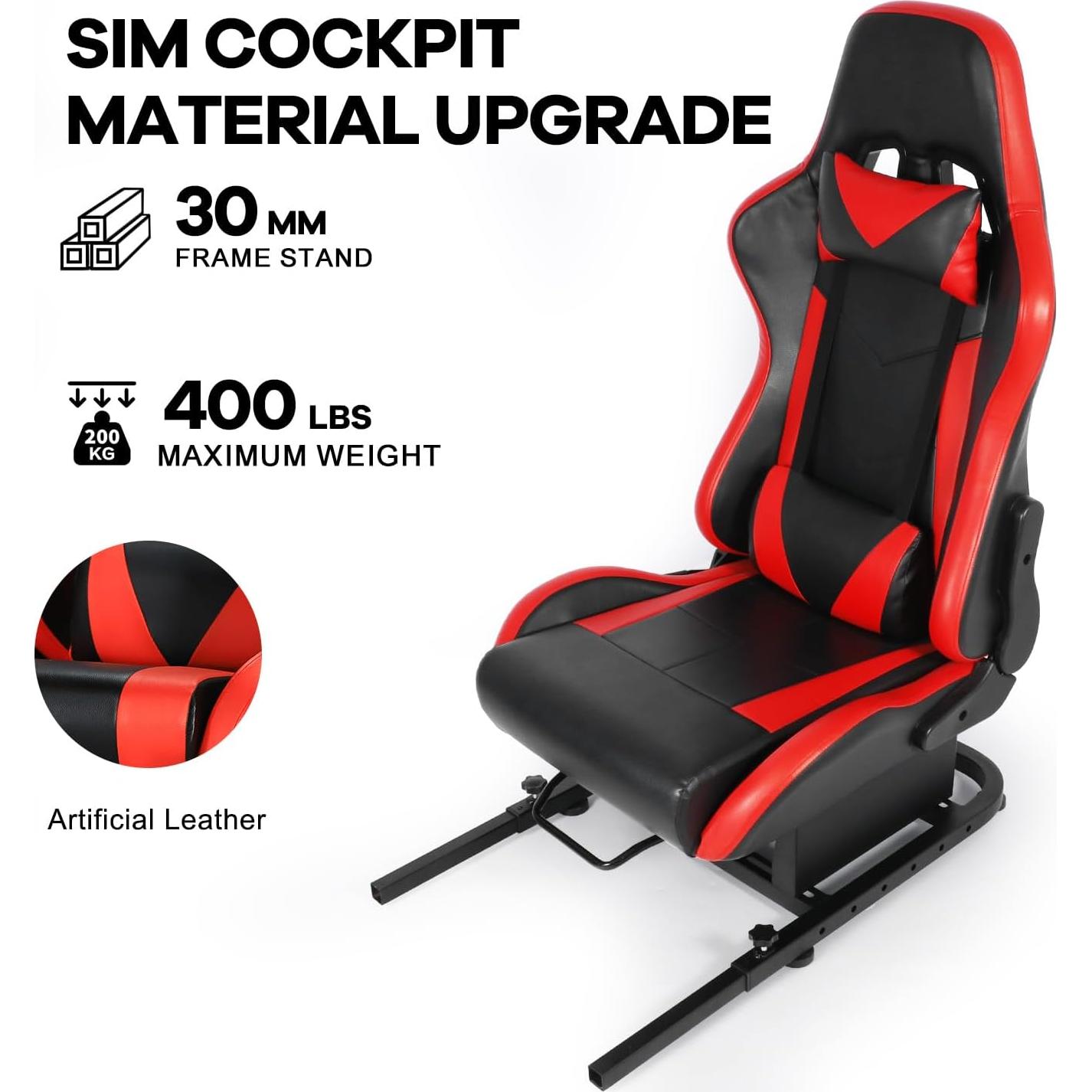 Cockpit de Simulador de Carreras Anman Asiento Rojo Ergonómico