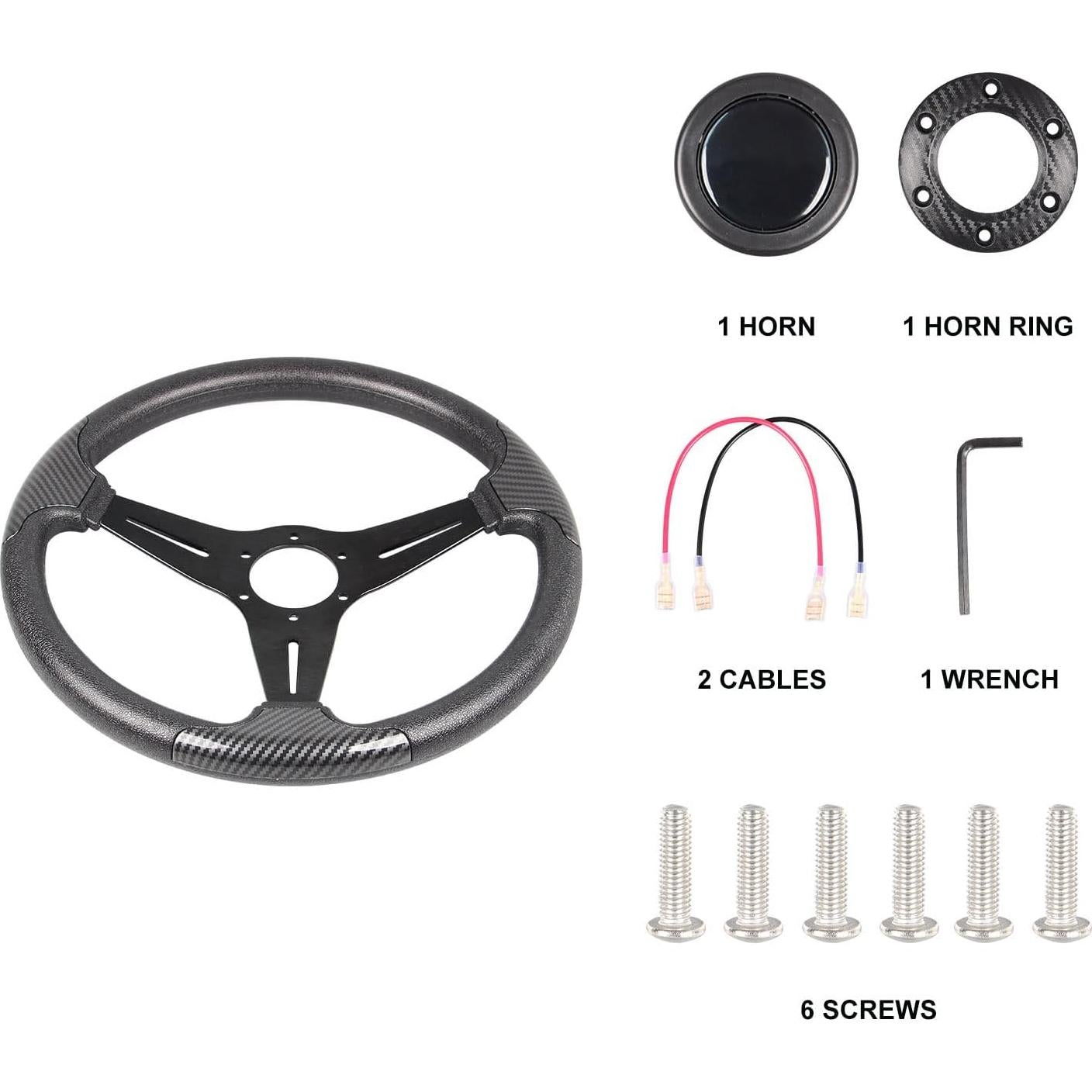 Volante de Carreras GONMOT 350mm Fibra de Carbono Universal