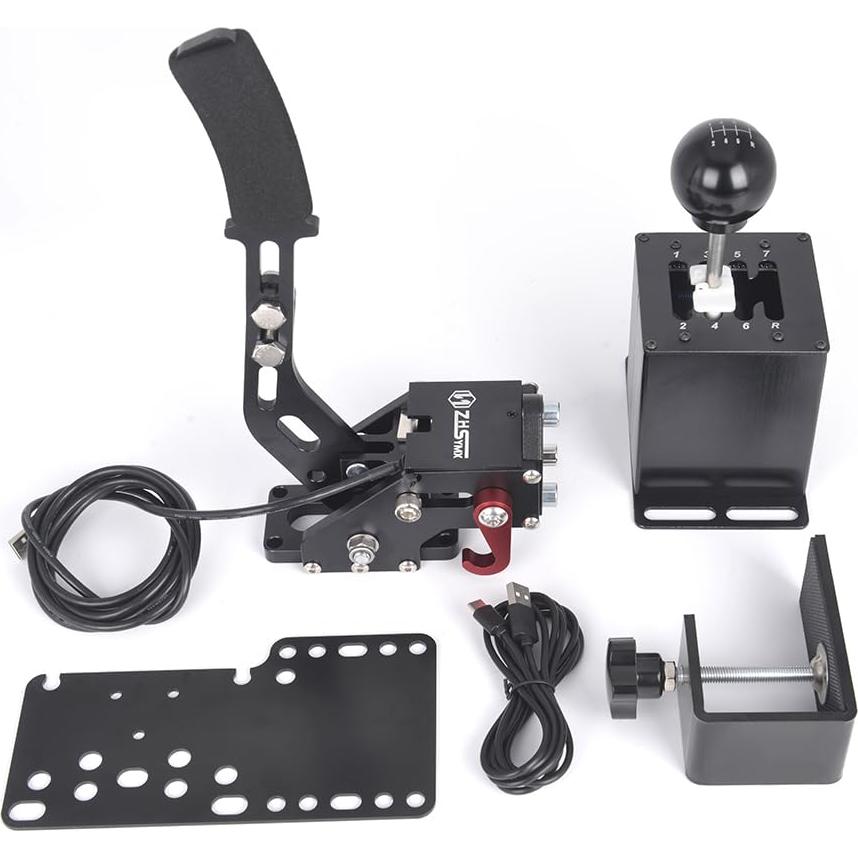 Freno de mano USB ZHSYMX y cambiador 7+R para simulador de carreras