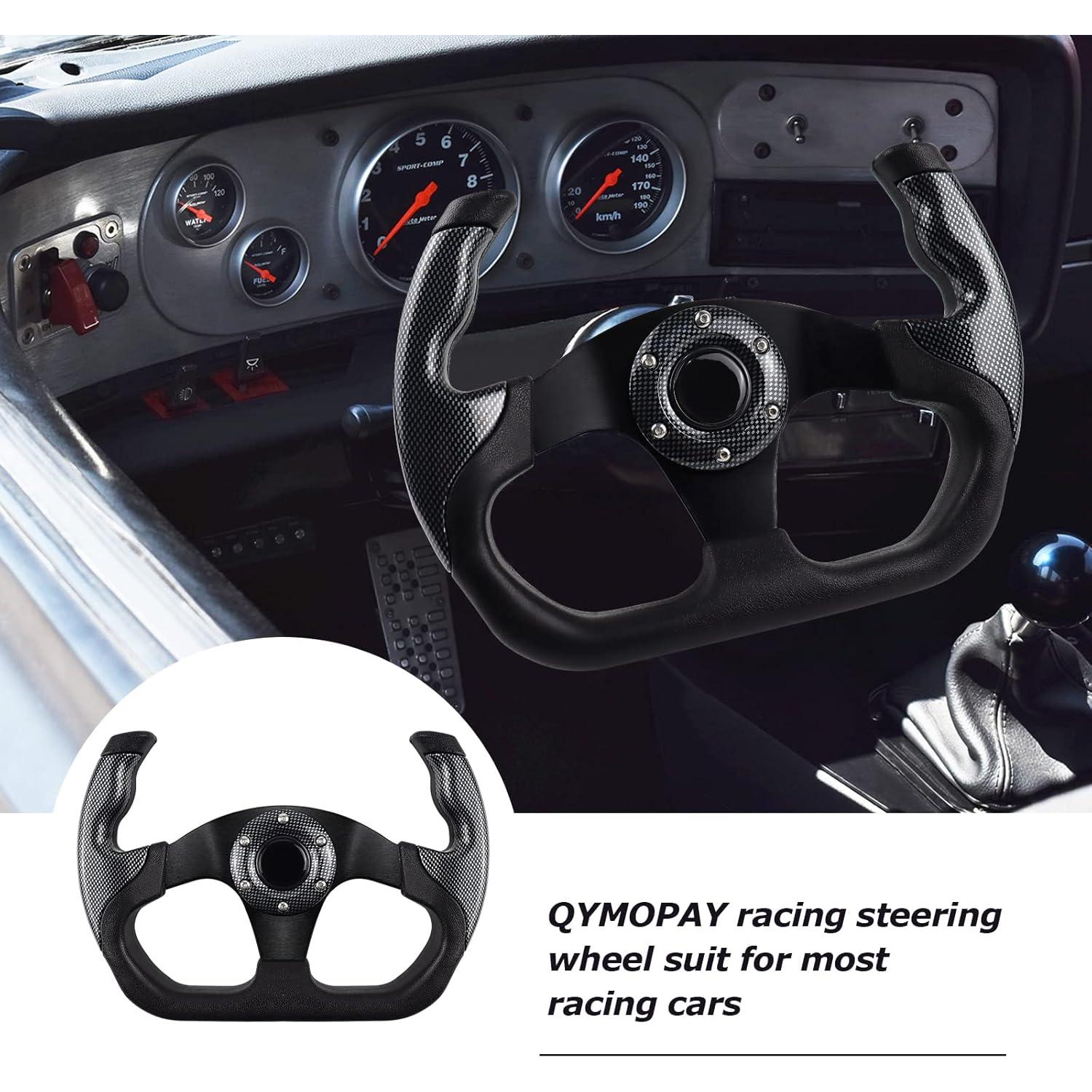 Volante de Carreras QYMOPAY 35.56cm Universal con Claxon