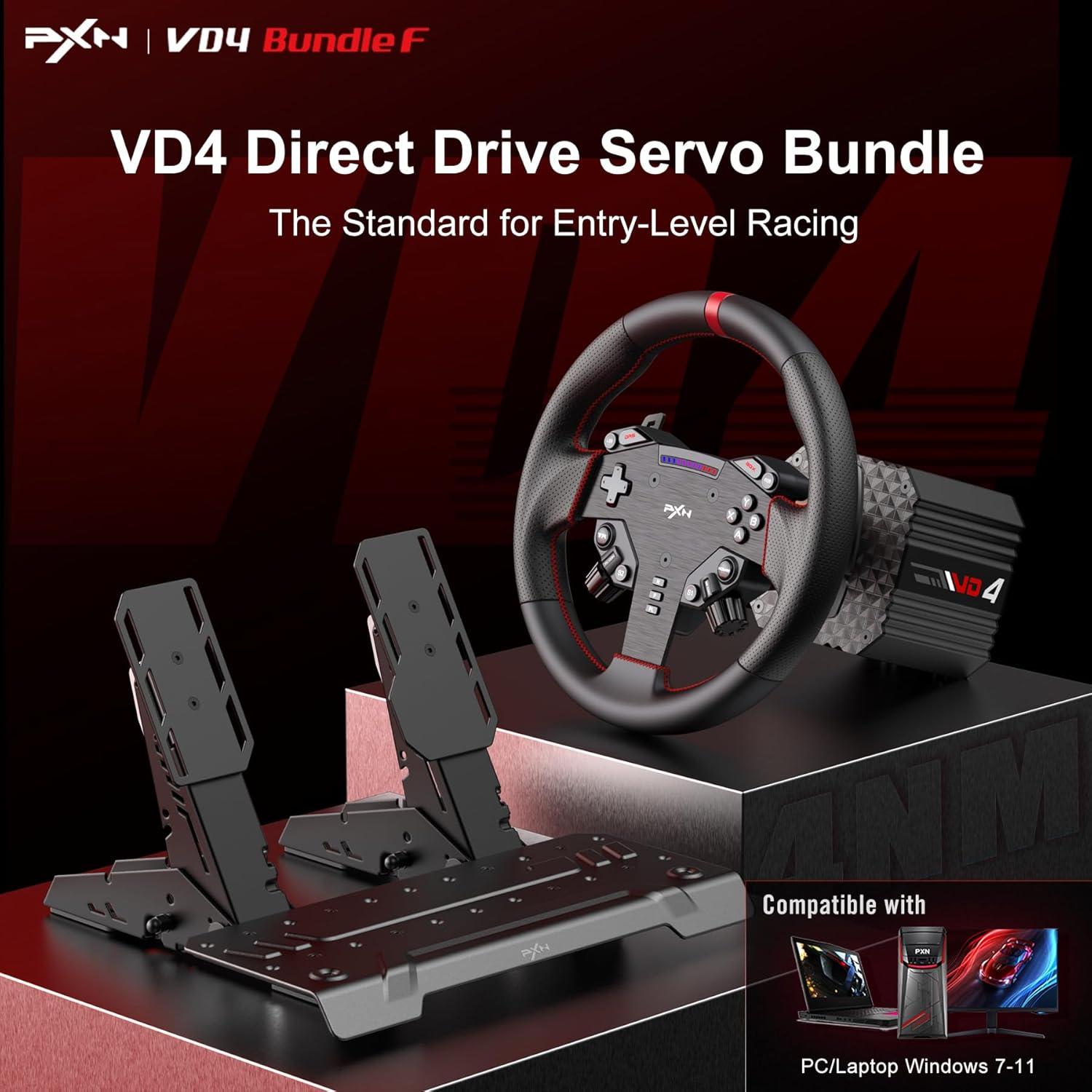 Volante de Carreras PXN VD4 con Pedales y Base Direct Drive 4Nm