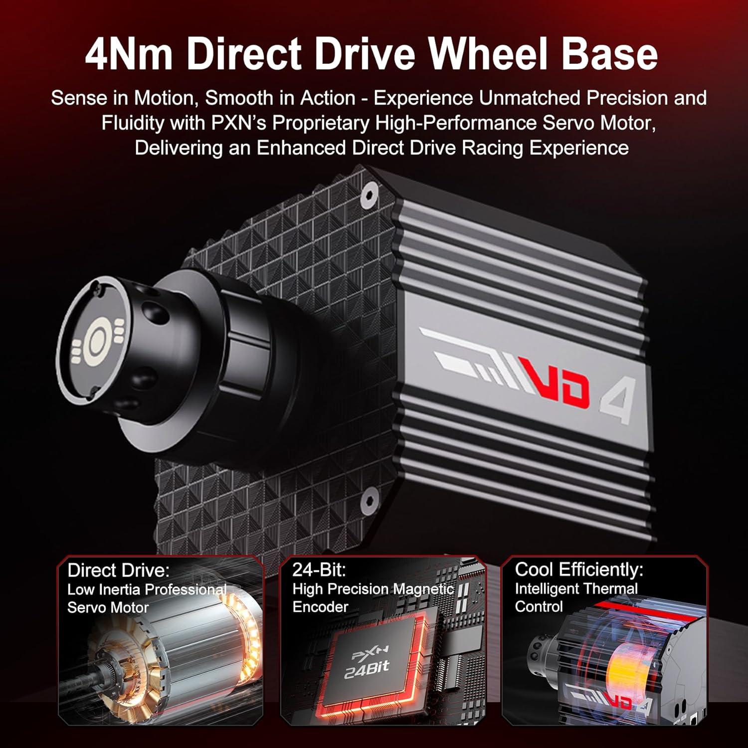 Volante de Carreras PXN VD4 con Pedales y Base Direct Drive 4Nm