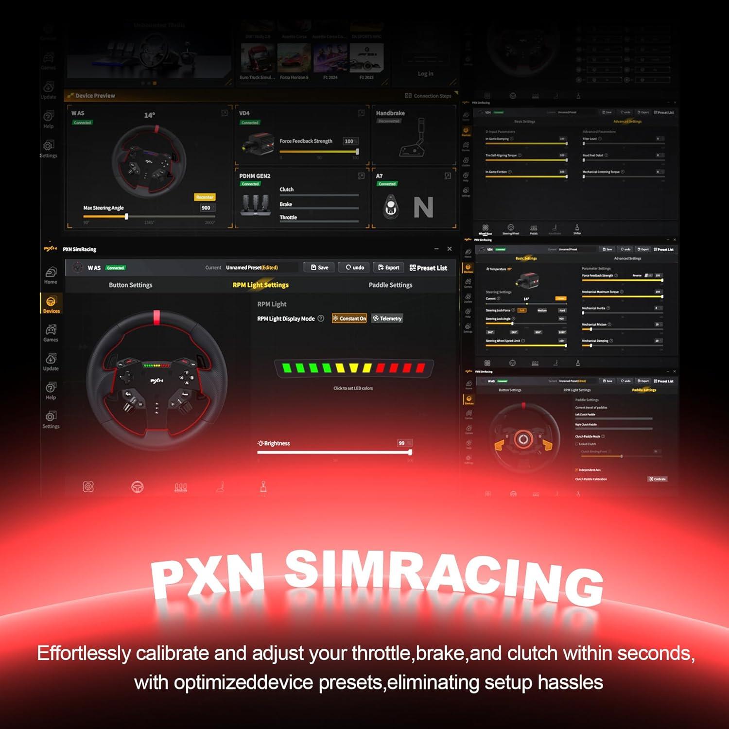 Volante de Carreras PXN VD4 con Pedales y Base Direct Drive 4Nm