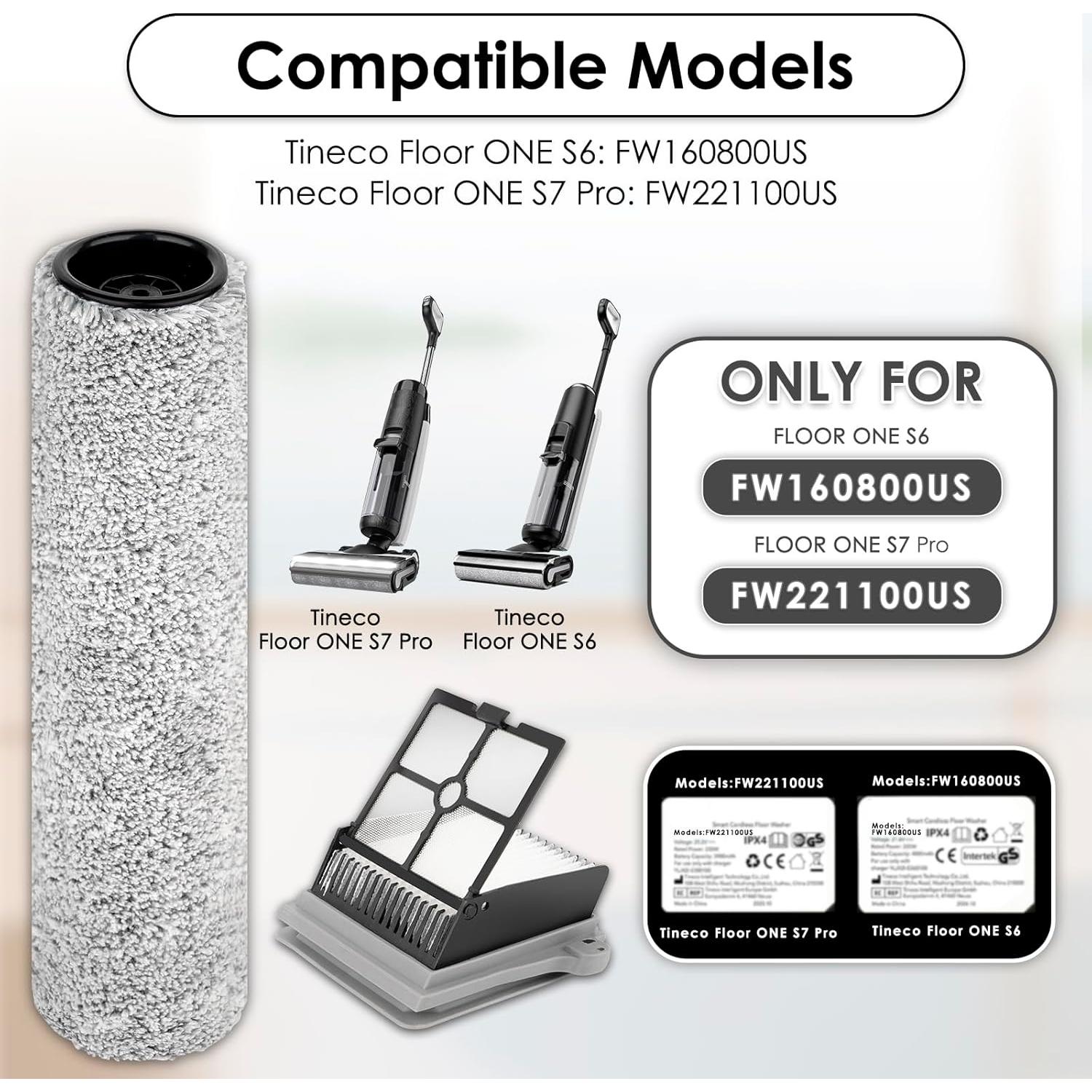 Rodillos de Cepillo y Filtros HEPA LemonRunRun para Tineco S7 Pro