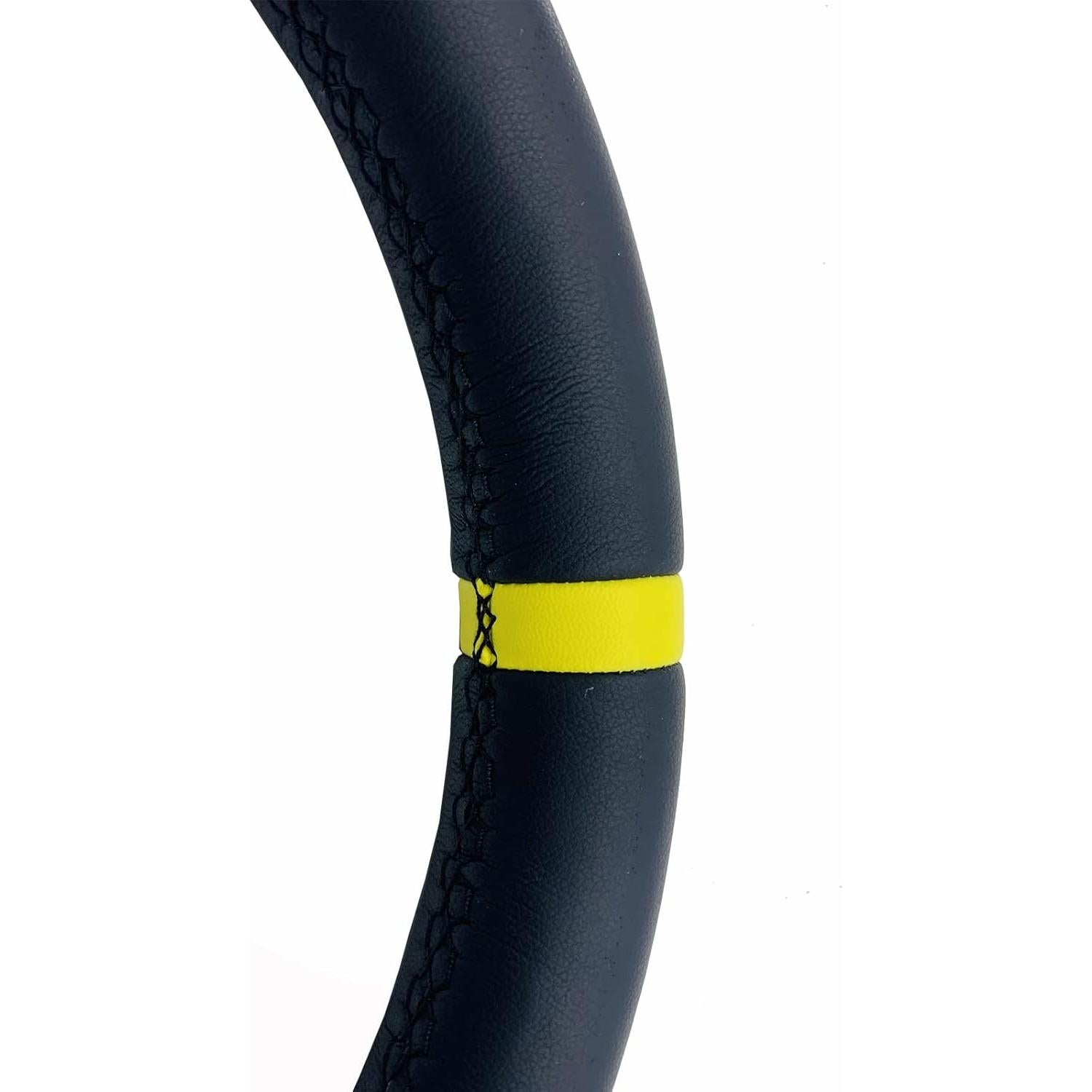 Volante de Carreras Universal YEHICY 33cm Cuero Genuino Amarillo