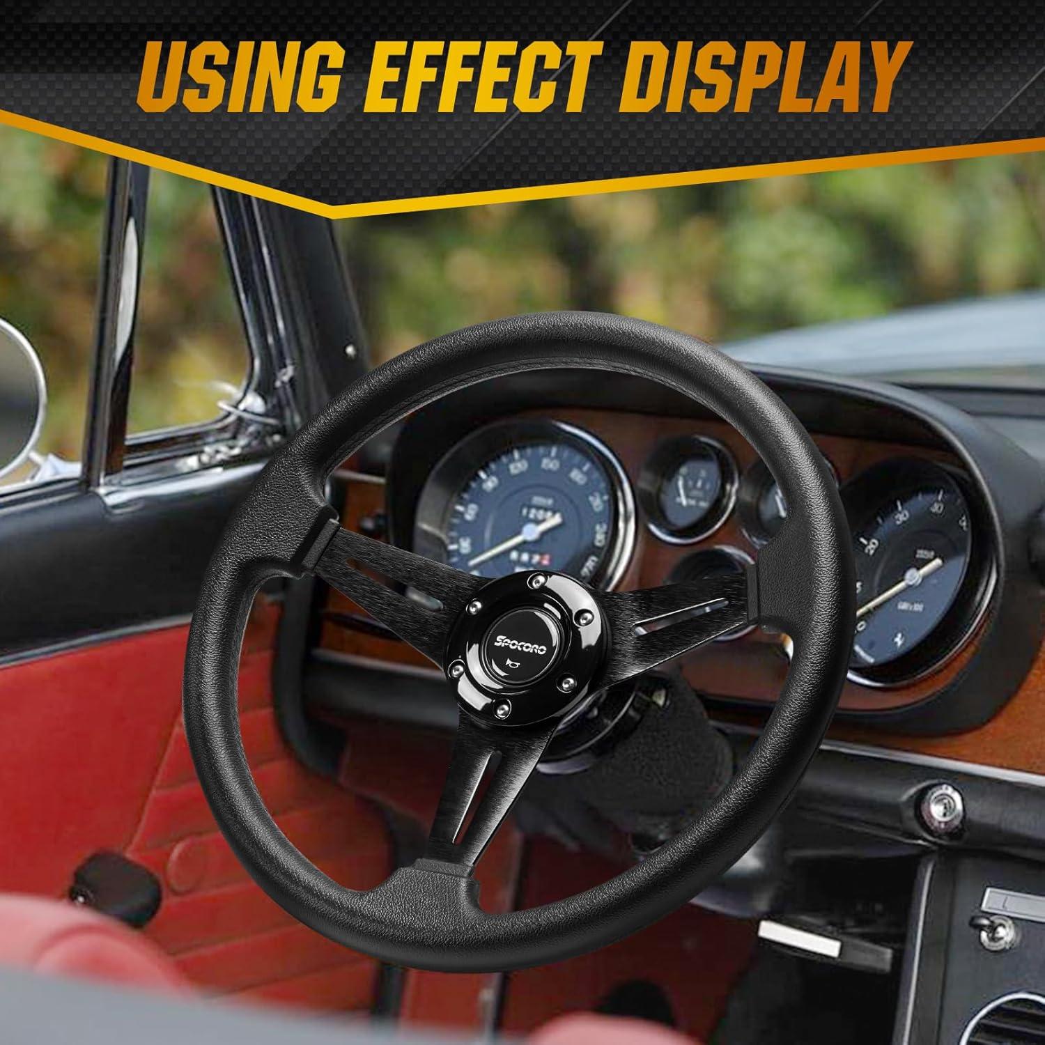 Volante de Carreras Spocoro 350mm Universal Negro con Claxon