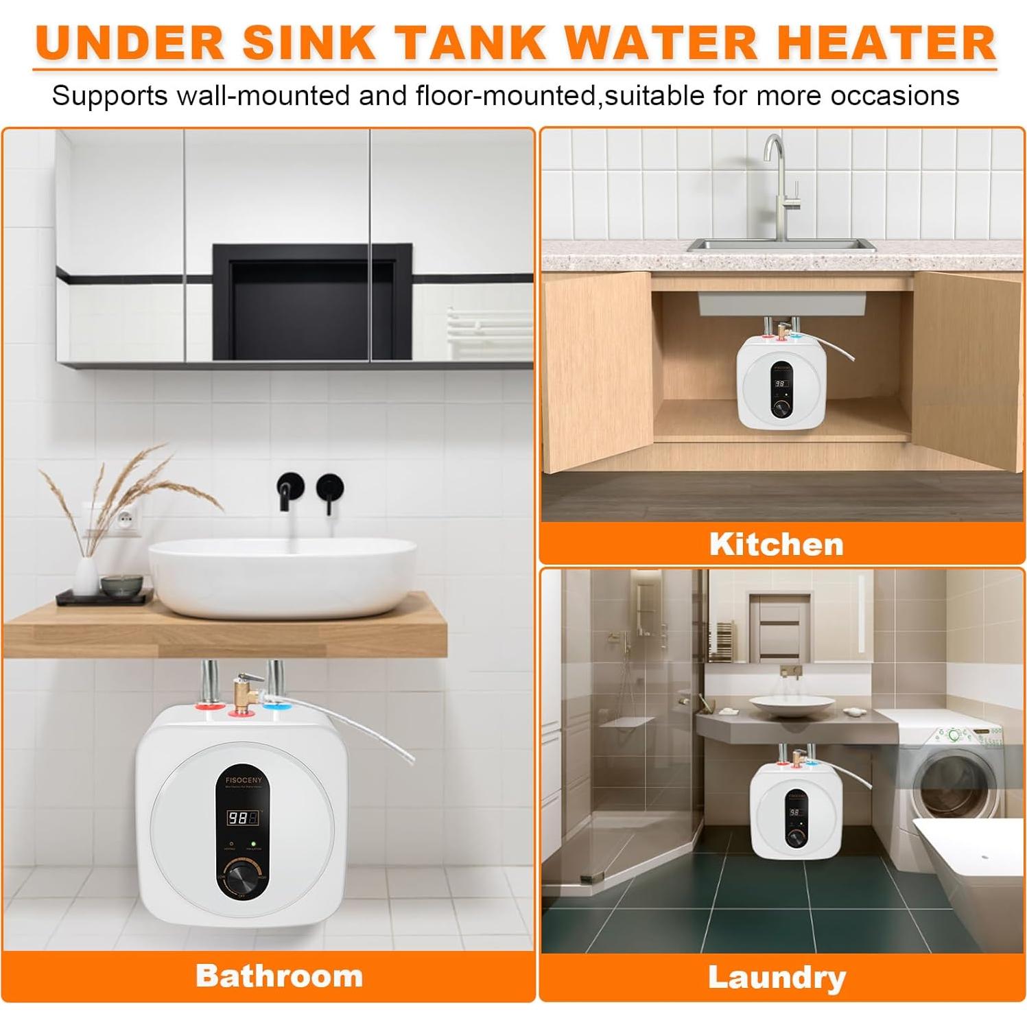 Calentador de Agua Instantáneo KENUOS 2.5 Galones 1500W LED